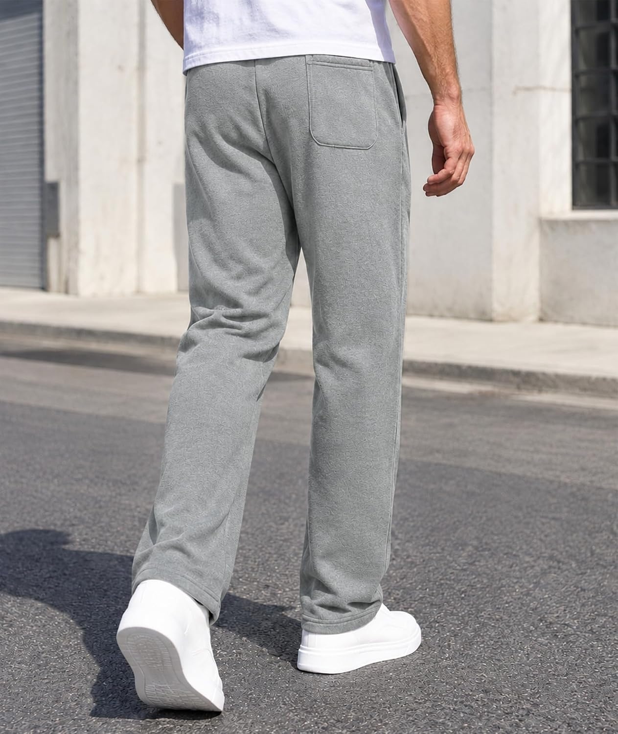 image:image3 Pack Mens Open Bottom Sweatpants Athletic Lounge Pants with PocketsBlacklightgreyarmygreen
