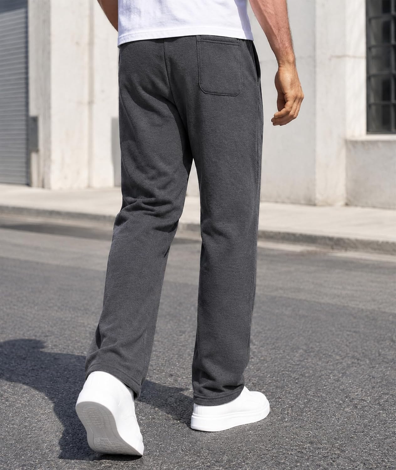 image:image3 Pack Mens Open Bottom Sweatpants Athletic Lounge Pants with PocketsBlacknavydarkgrey