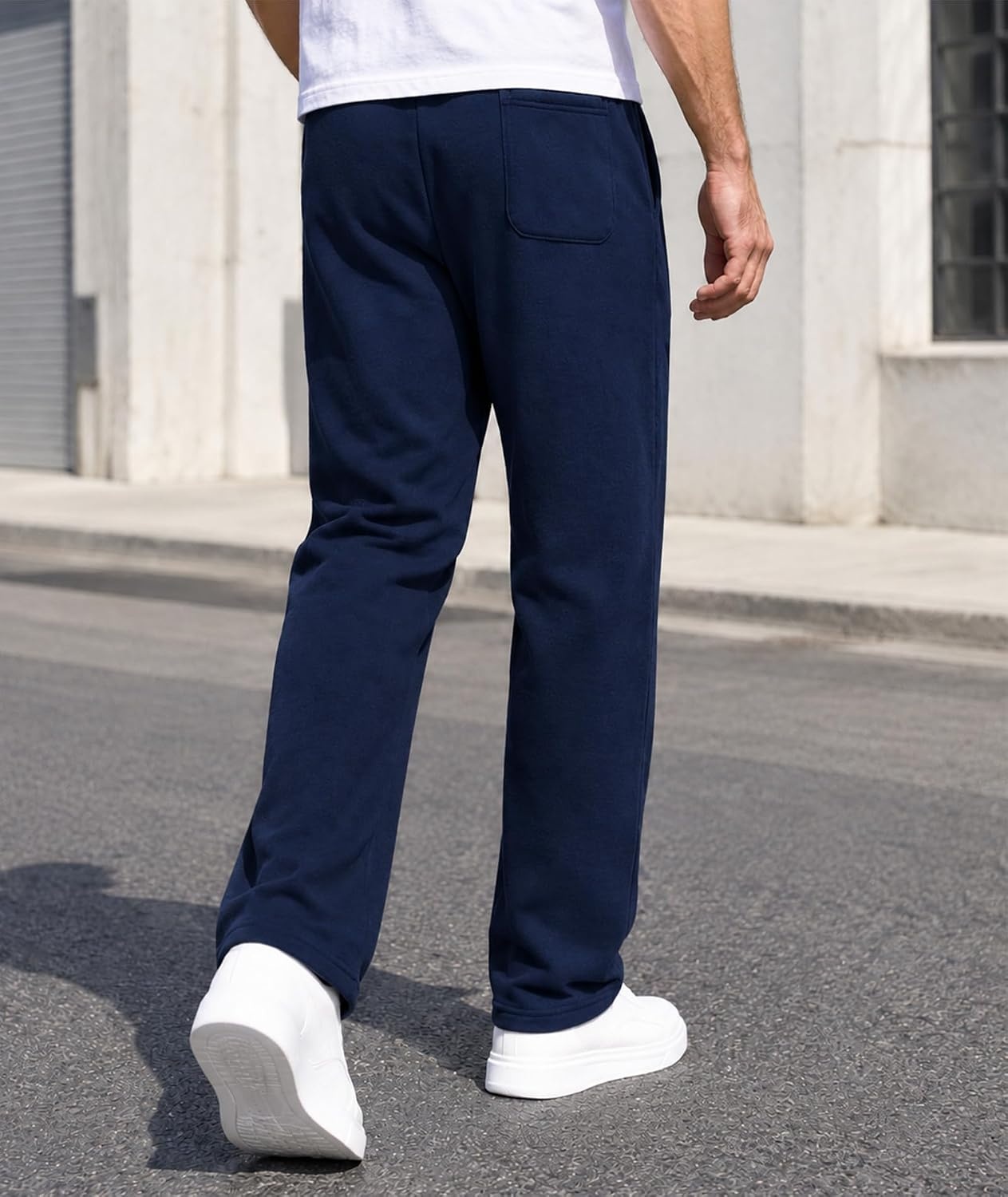 image:image3 Pack Mens Open Bottom Sweatpants Athletic Lounge Pants with PocketsBlacknavylightgrey