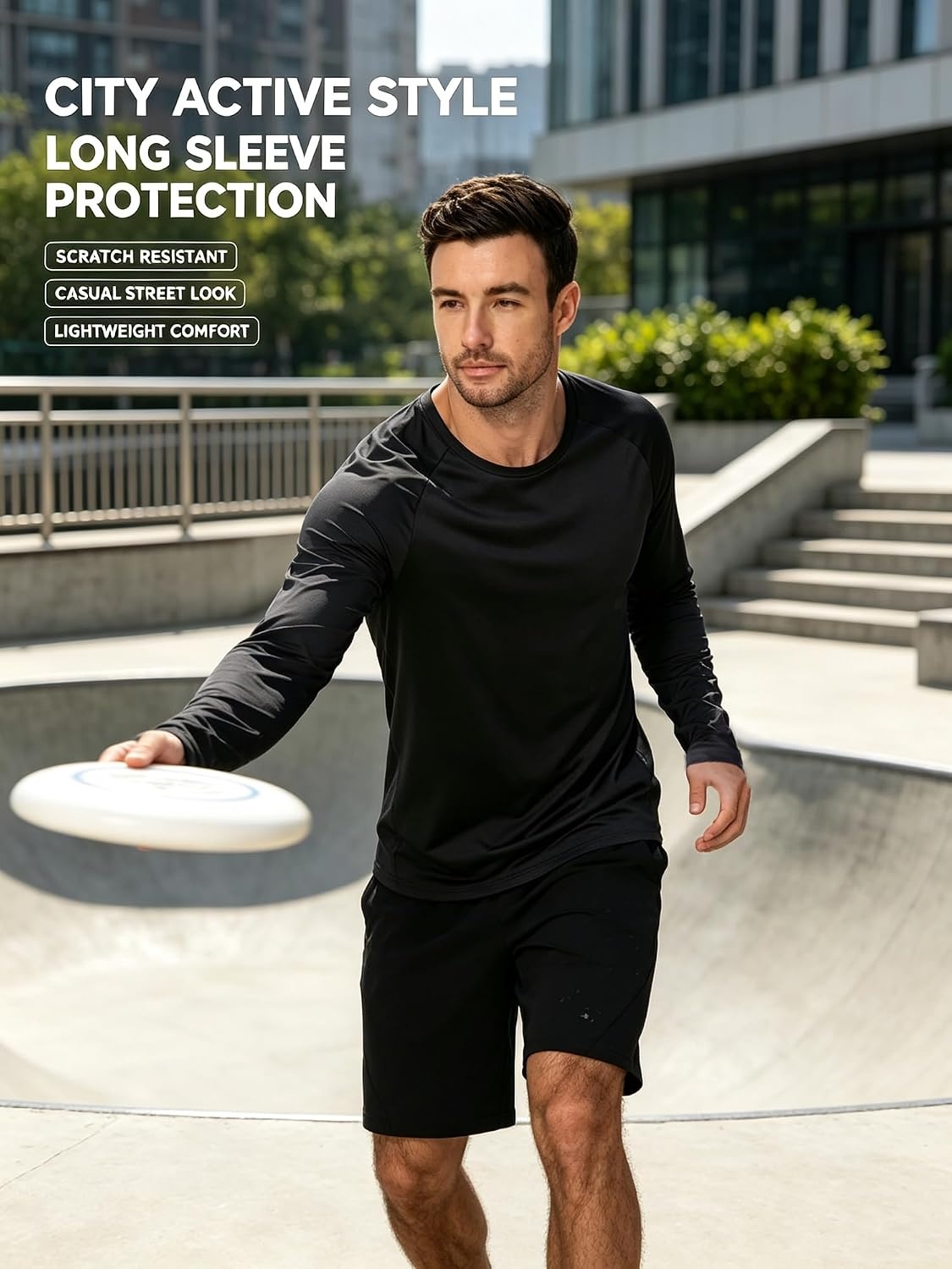 image:imageMens Quick Dry Athletic TShirts Long Sleeve UV Sun Shirts for HikingBlack