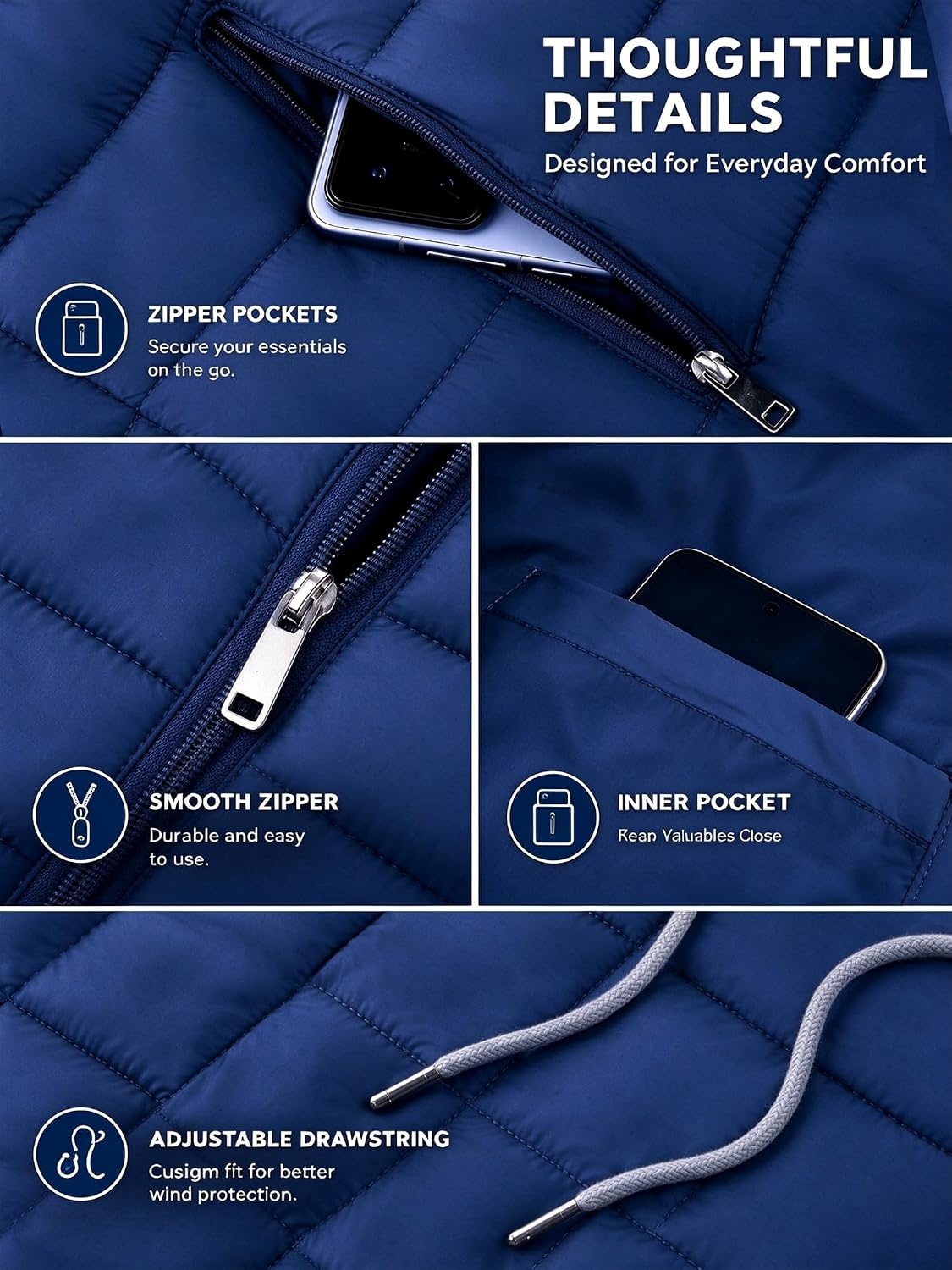 image:imagePuffer Jacket Men Lightweight Winter Coat Hooded Puffy Warm JacketDark Blue