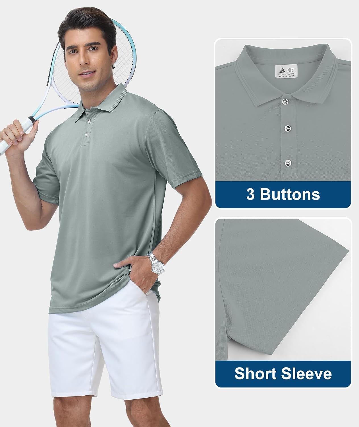 image:imageZITY 3 Pack Polo Shirts for Men Short Sleeve Daily Casual Performance Golf ShirtsBlackNavyGrey