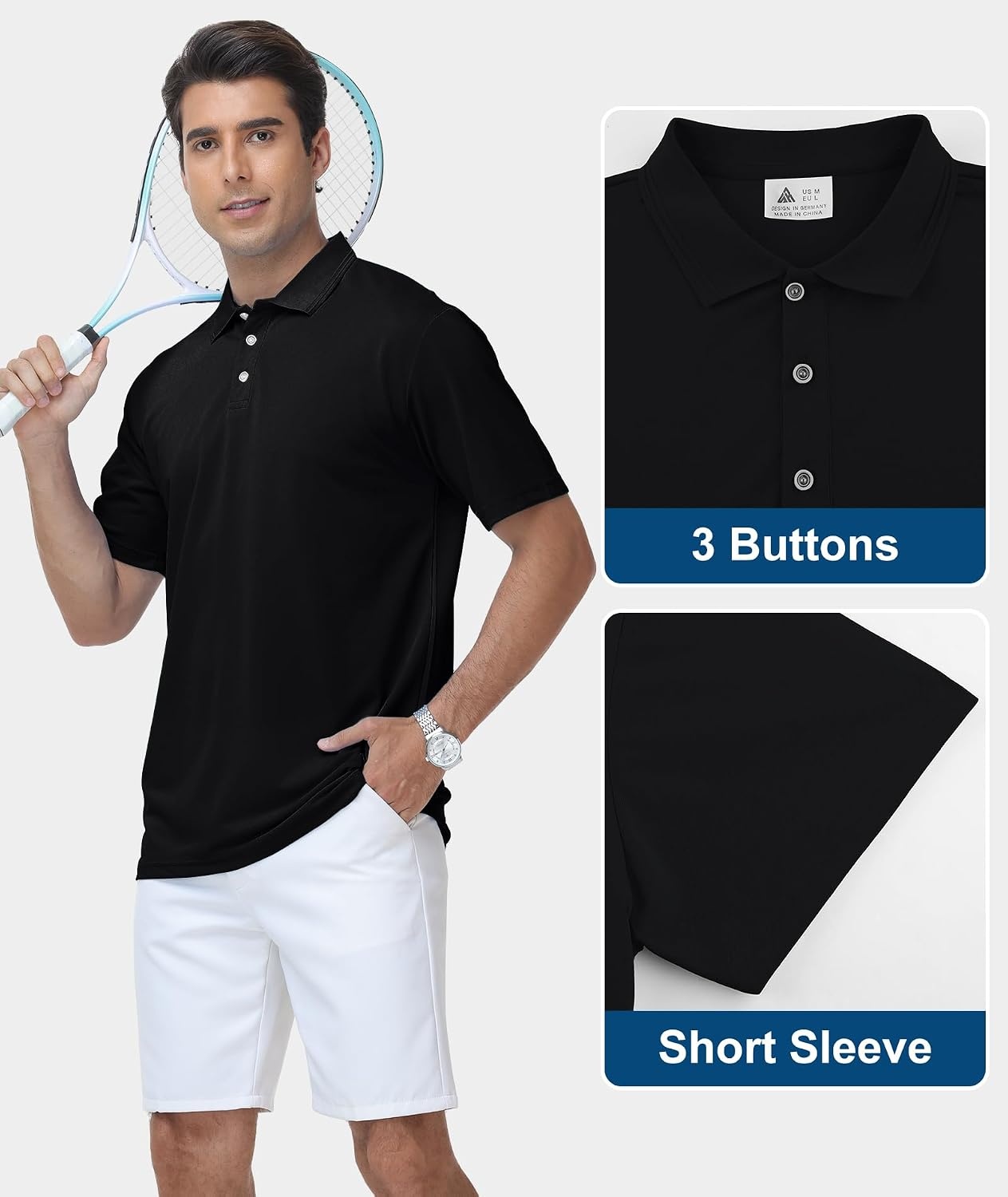 image:imageZITY 3 Pack Polo Shirts for Men Short Sleeve Daily Casual Performance Golf ShirtsBlackRedGreen