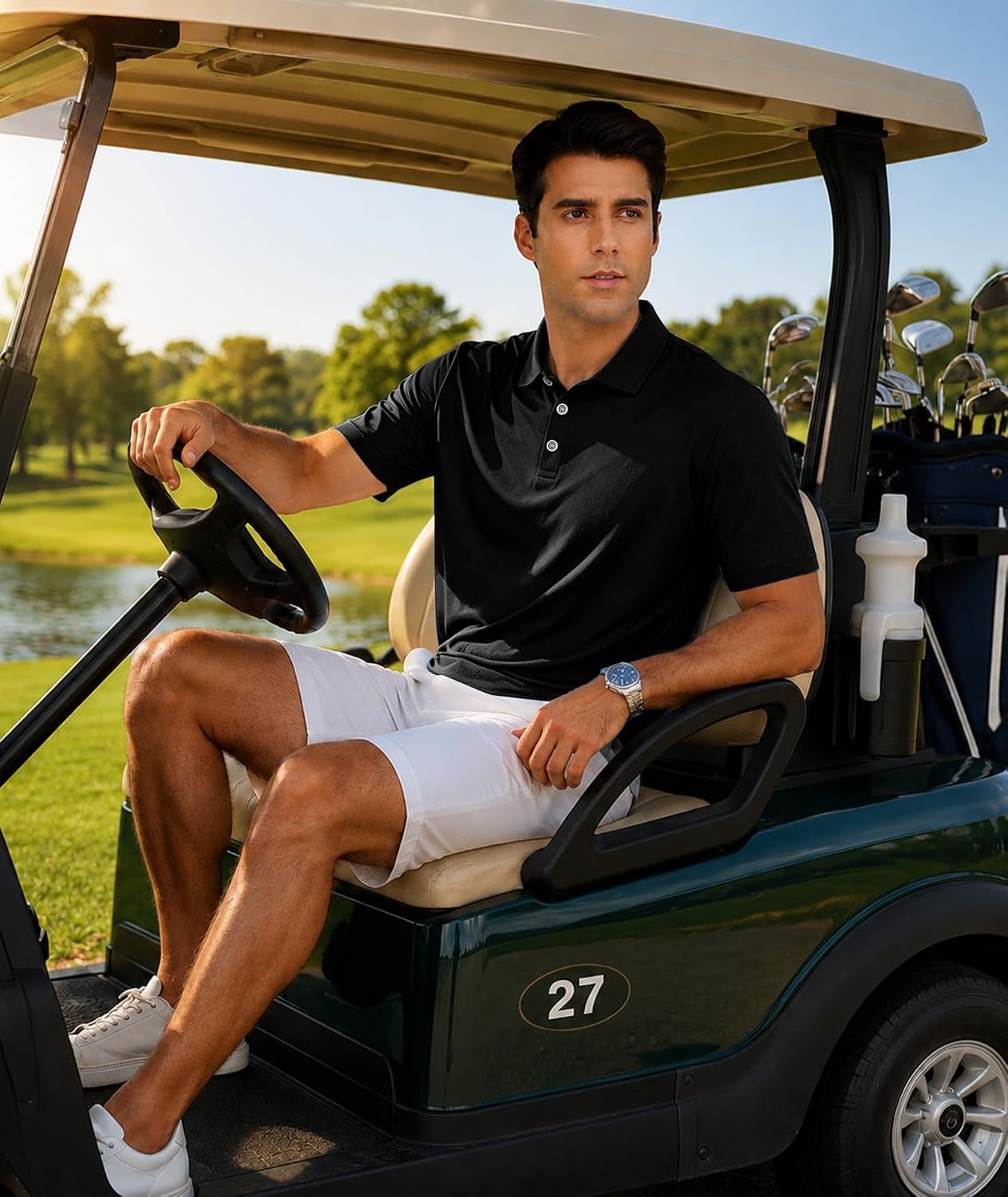 image:imageZITY 3 Pack Polo Shirts for Men Short Sleeve Daily Casual Performance Golf ShirtsBlackRedGreen