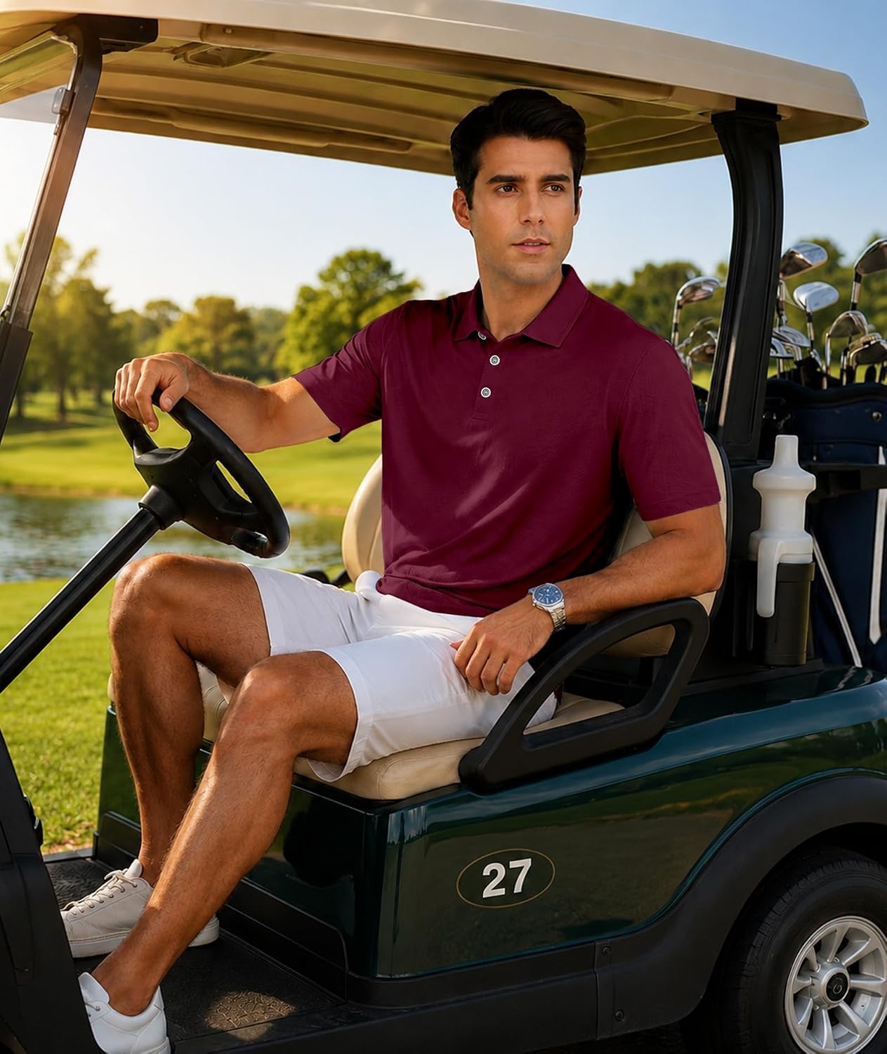 image:imageZITY 3 Pack Polo Shirts for Men Short Sleeve Daily Casual Performance Golf ShirtsBlackRedNavy
