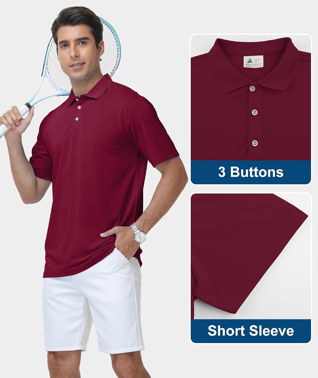 image:imageZITY 3 Pack Polo Shirts for Men Short Sleeve Daily Casual Performance Golf ShirtsBlackRedNavy
