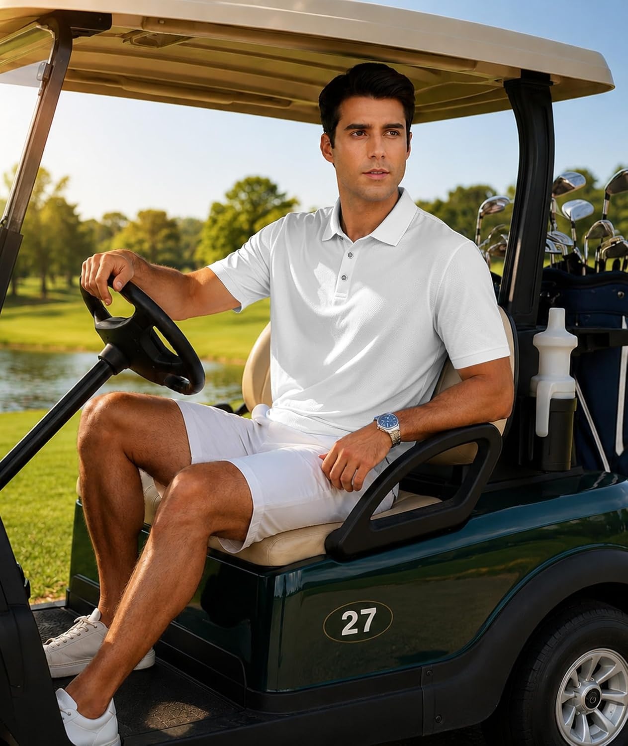 image:imageZITY 3 Pack Polo Shirts for Men Short Sleeve Daily Casual Performance Golf ShirtsBlackWhiteNavy