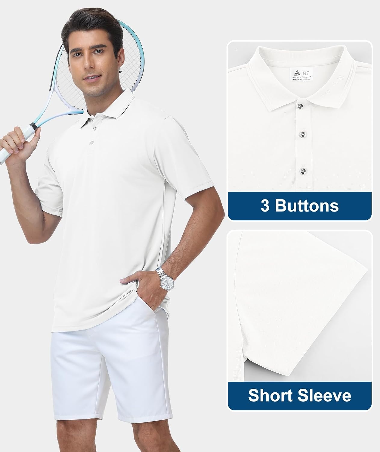 image:imageZITY 3 Pack Polo Shirts for Men Short Sleeve Daily Casual Performance Golf ShirtsBlackWhiteNavy