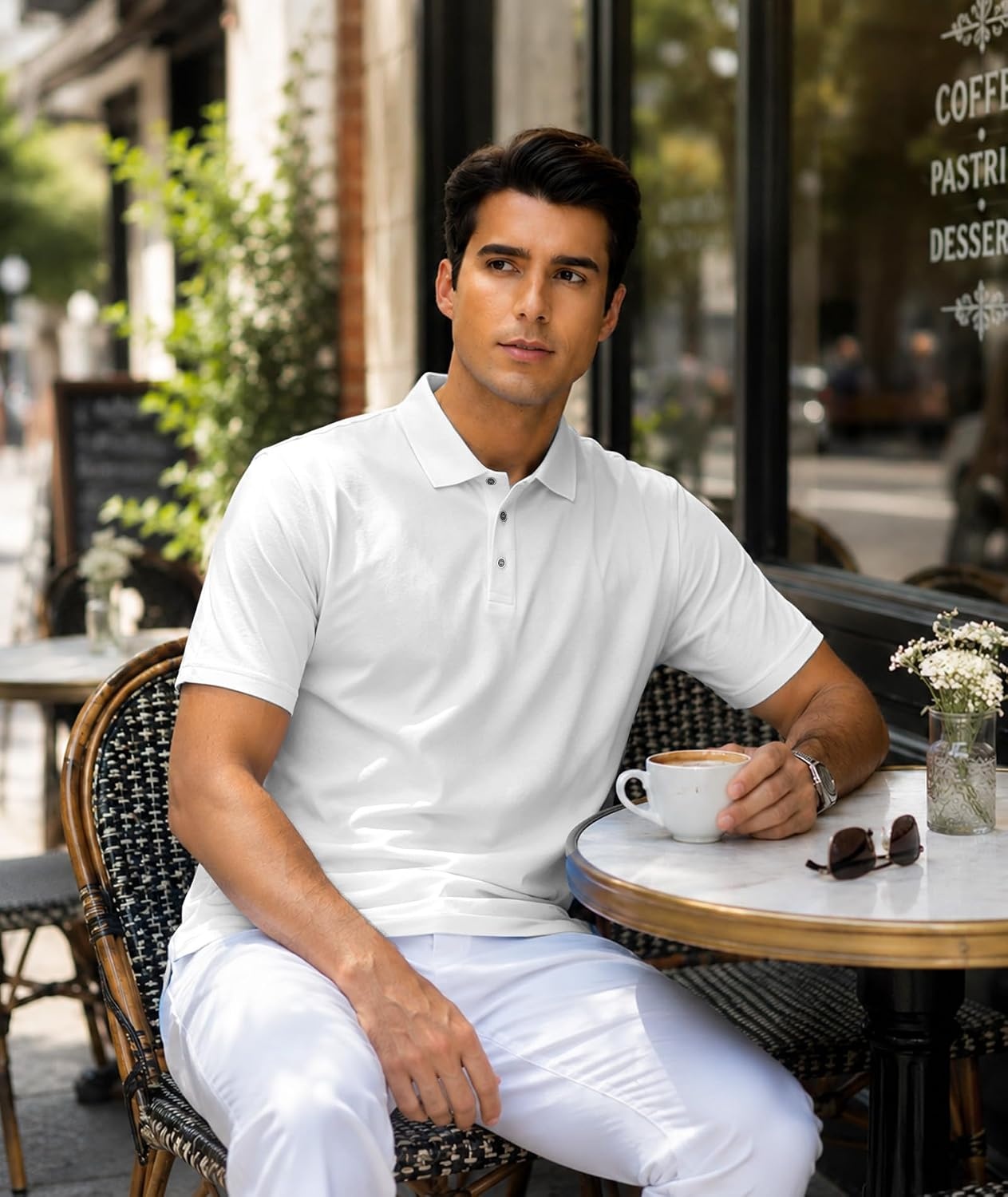 image:imageZITY 3 Pack Polo Shirts for Men Short Sleeve Daily Casual Performance Golf ShirtsBlackWhiteSky Blue