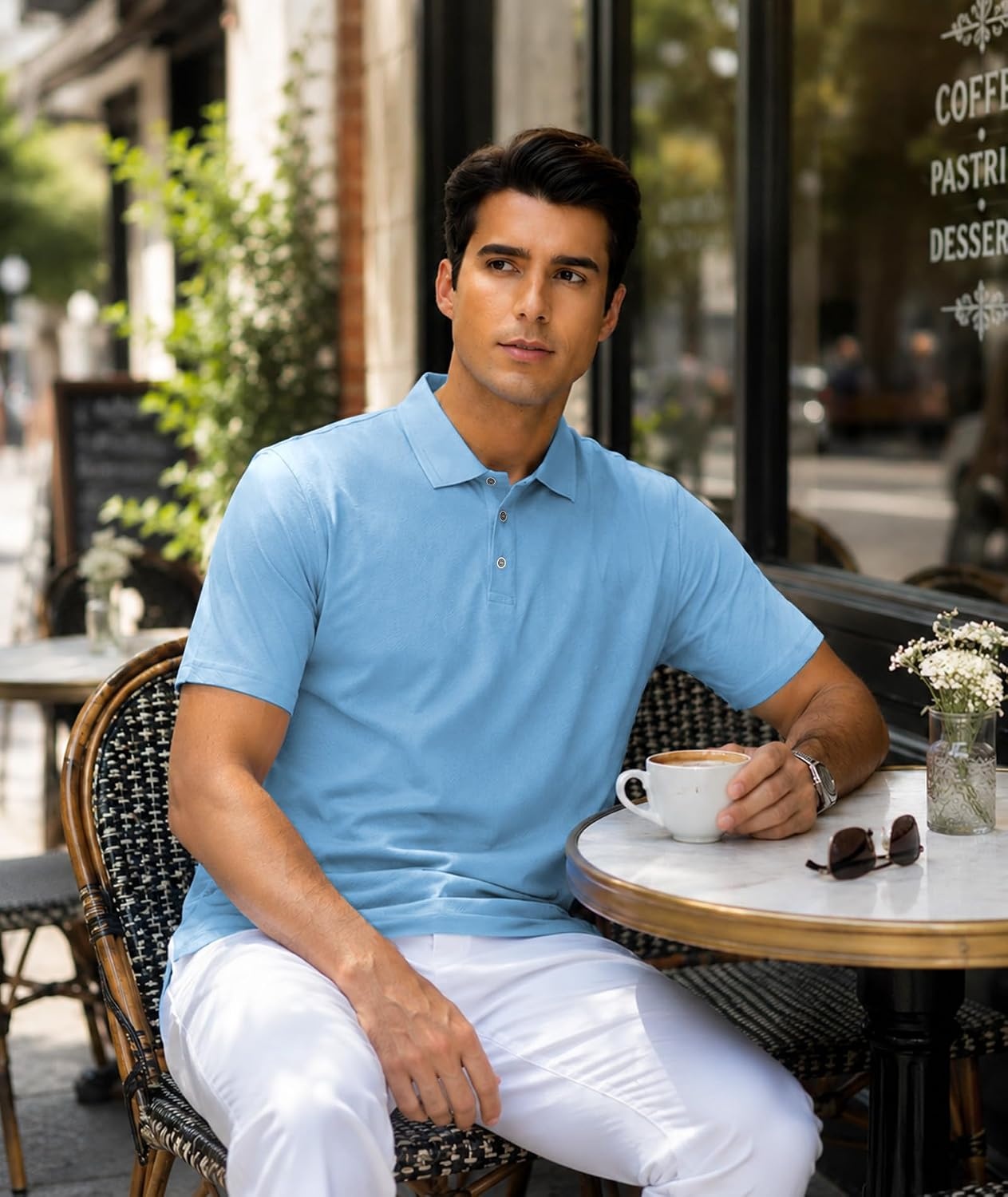 image:imageZITY 3 Pack Polo Shirts for Men Short Sleeve Daily Casual Performance Golf ShirtsNavyGreenSky Blue