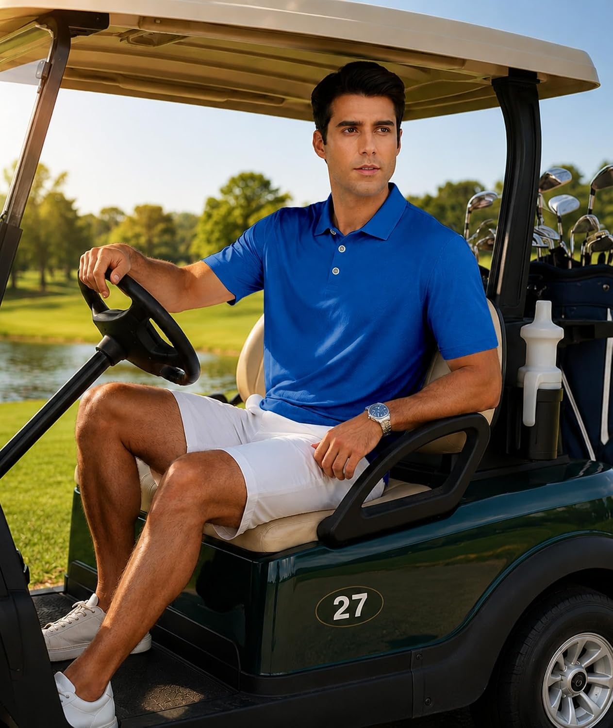 image:imageZITY 3 Pack Polo Shirts for Men Short Sleeve Daily Casual Performance Golf ShirtsNavyRoyal BlueSky Blue
