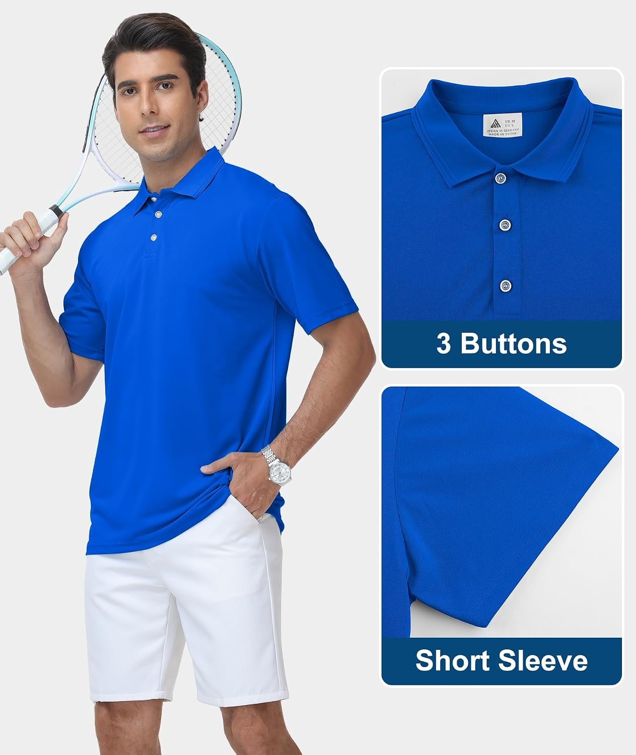 image:imageZITY 3 Pack Polo Shirts for Men Short Sleeve Daily Casual Performance Golf ShirtsNavyRoyal BlueSky Blue