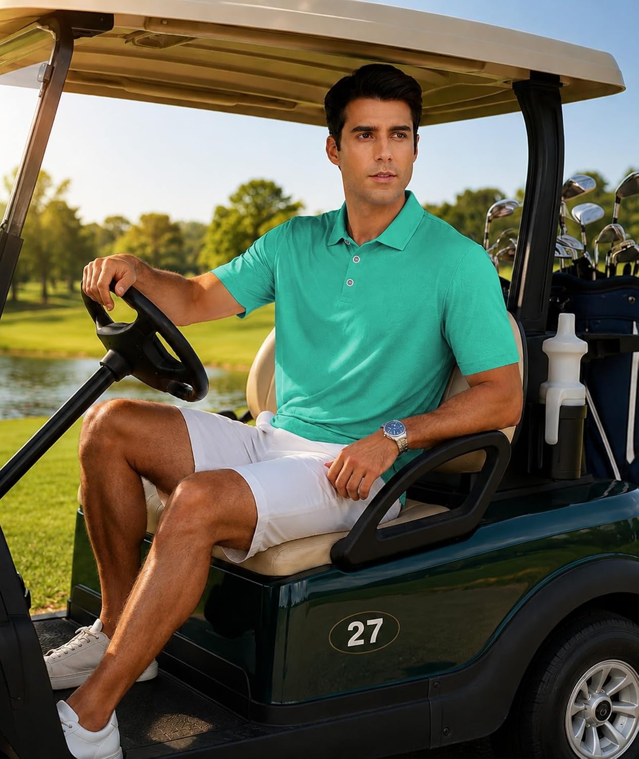 image:imageZITY 3 Pack Polo Shirts for Men Short Sleeve Daily Casual Performance Golf ShirtsRoyal BlueSky BlueLake Blue