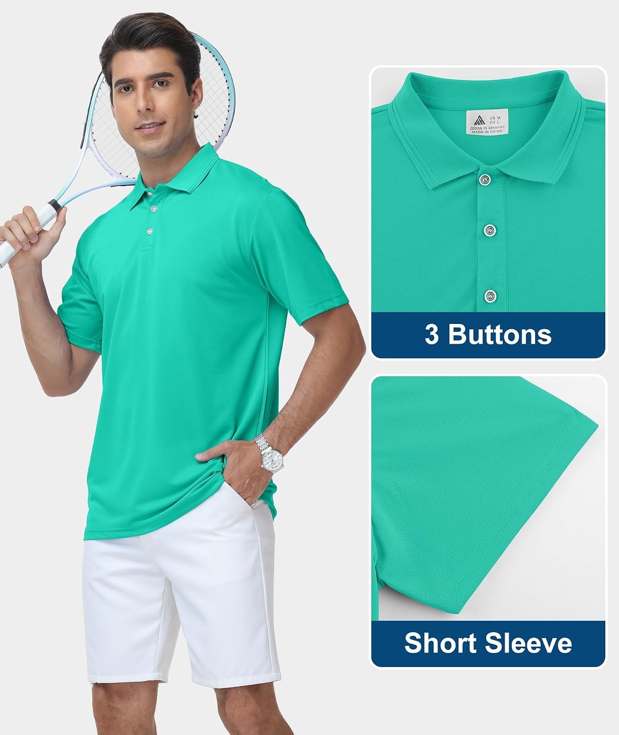 image:imageZITY 3 Pack Polo Shirts for Men Short Sleeve Daily Casual Performance Golf ShirtsRoyal BlueSky BlueLake Blue