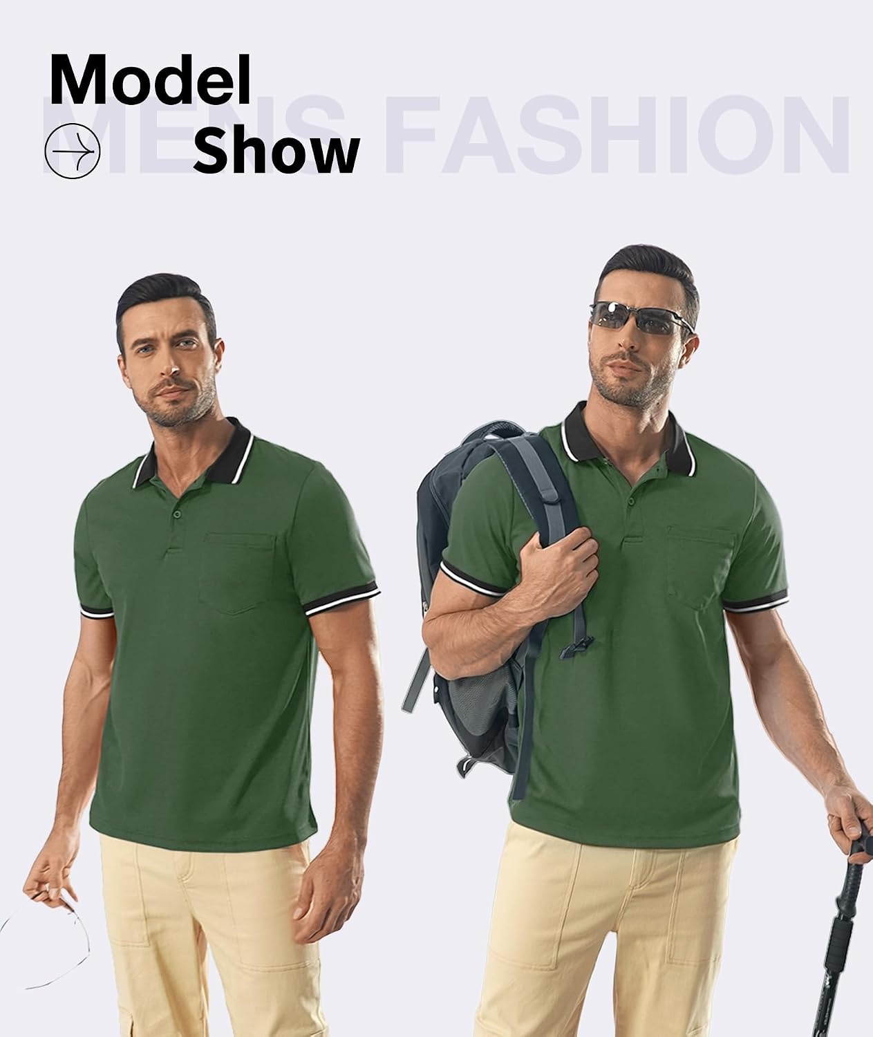 image:imageZITY 6 Pack Men Polo Shirts Short Sleeve Athletic Golf Polos with PocketSix Black Grey Green Navy Khaki Sapphireblue