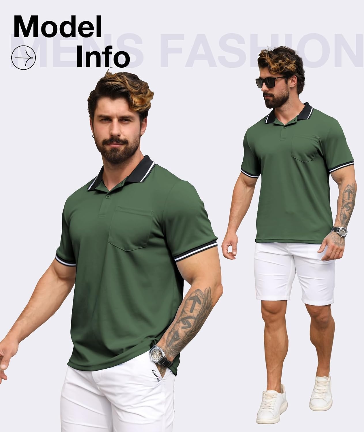 image:imageZITY 6 Pack Men Polo Shirts Short Sleeve Athletic Golf Polos with PocketSix Blue Beige Darkblue Navy Green Black