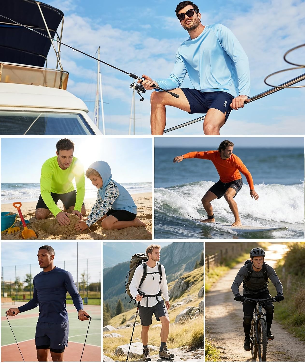 image:imageZITY 7 Pack Long Sleeve Shirts for Mens UPF 50 Fast Dry7packlightblueNeongreenOrangeLightgrayDarkgrayBlackWhite