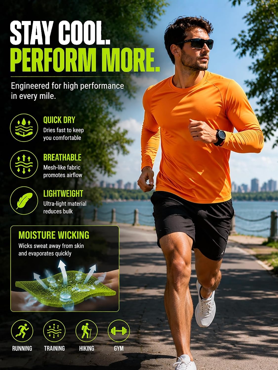 image:imageZITY 7 Pack Long Sleeve Shirts for Mens UPF 50 Fast Dry7packneonorangeHunterorange