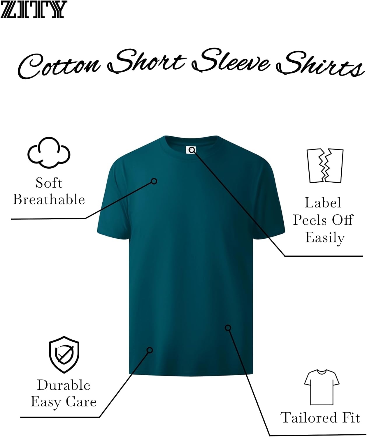 image:imageZITY 7 Pack Mens Cotton T Shirts Short Sleeve Tshirts for Men Crew Neck Basic Tee Summer Casual Shirts Multipack7 Packblack Dark Grey Grey Wine Red Blue Green Dark Teal Blue