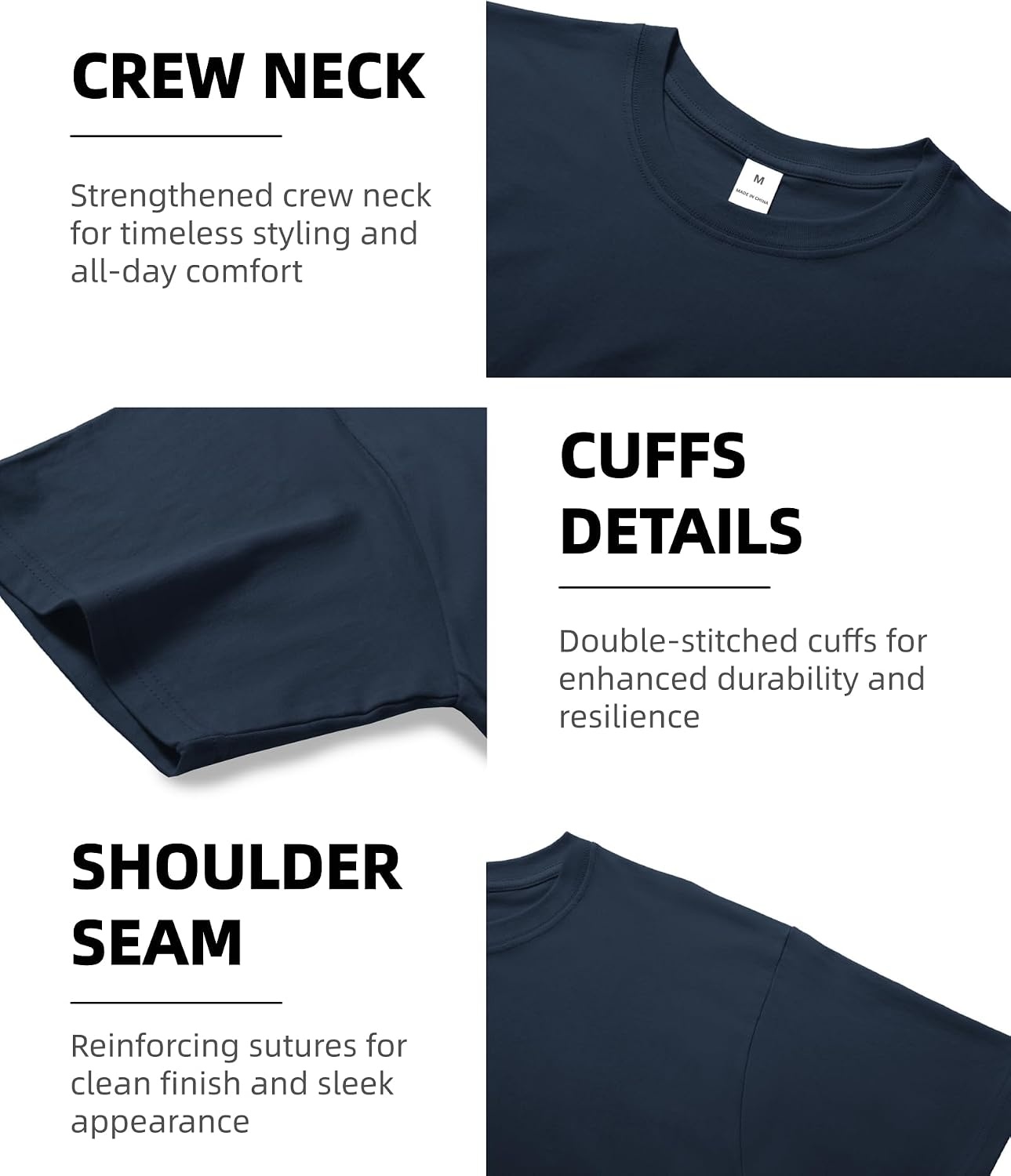 image:imageZITY 7 Pack Mens Cotton T Shirts Short Sleeve Tshirts for Men Crew Neck Basic Tee Summer Casual Shirts Multipack7 Packsky Blue Black Green Navy Dark Grey Light Grey White