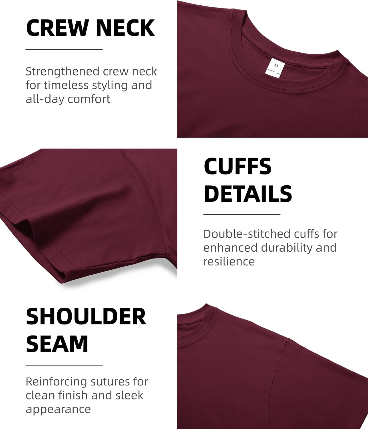 image:imageZITY 7 Pack Mens Cotton T Shirts Short Sleeve Tshirts for Men Crew Neck Basic Tee Summer Casual Shirts Multipack7 Packwine Red Blue Green Black Dark Grey Light Grey Dark Teal Blue