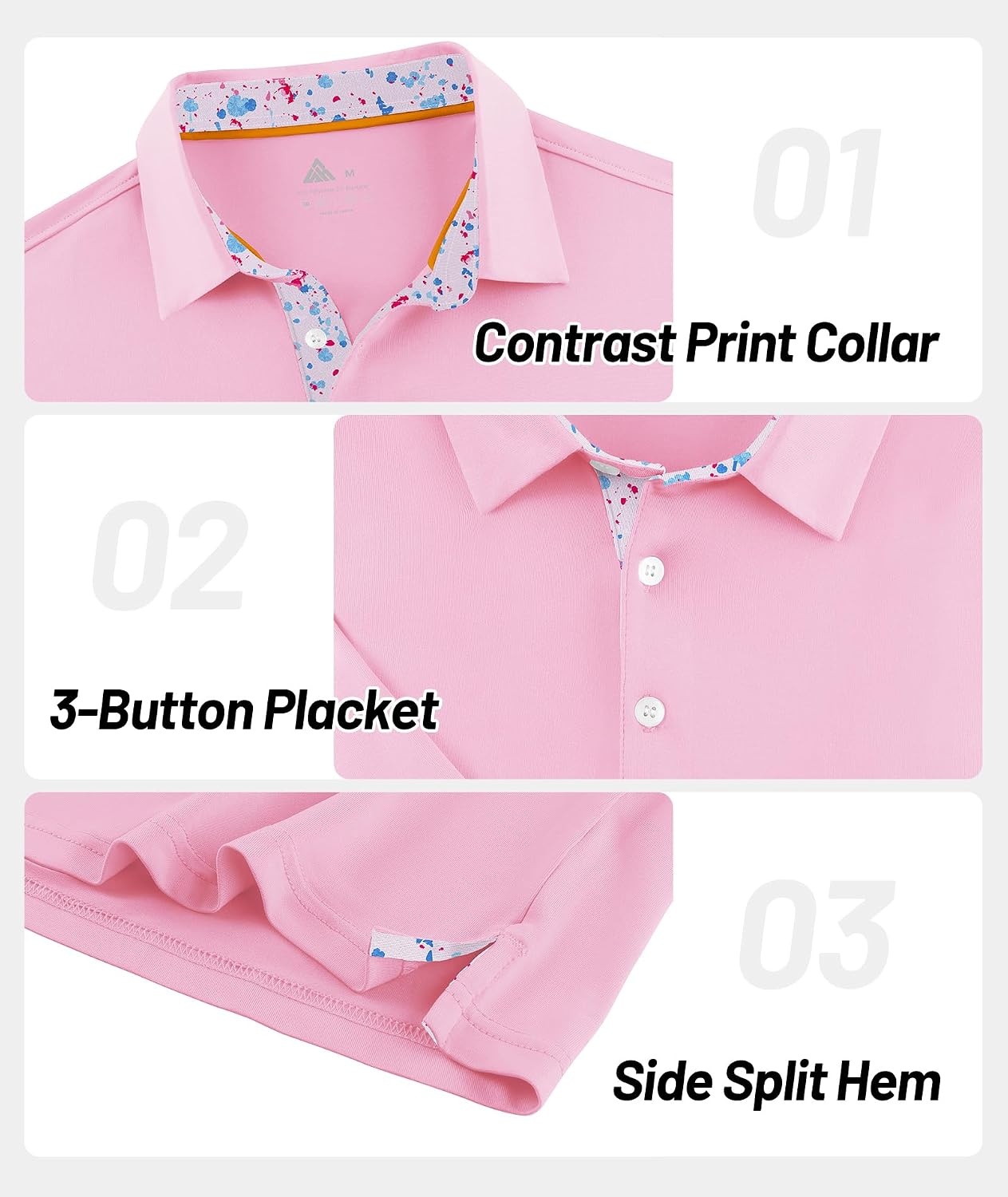 image:imageZITY Golf Shirts for Men Short Sleeve Moisture Wicking Solid Performance Designed Print Collared Casual Polo ShirtPink