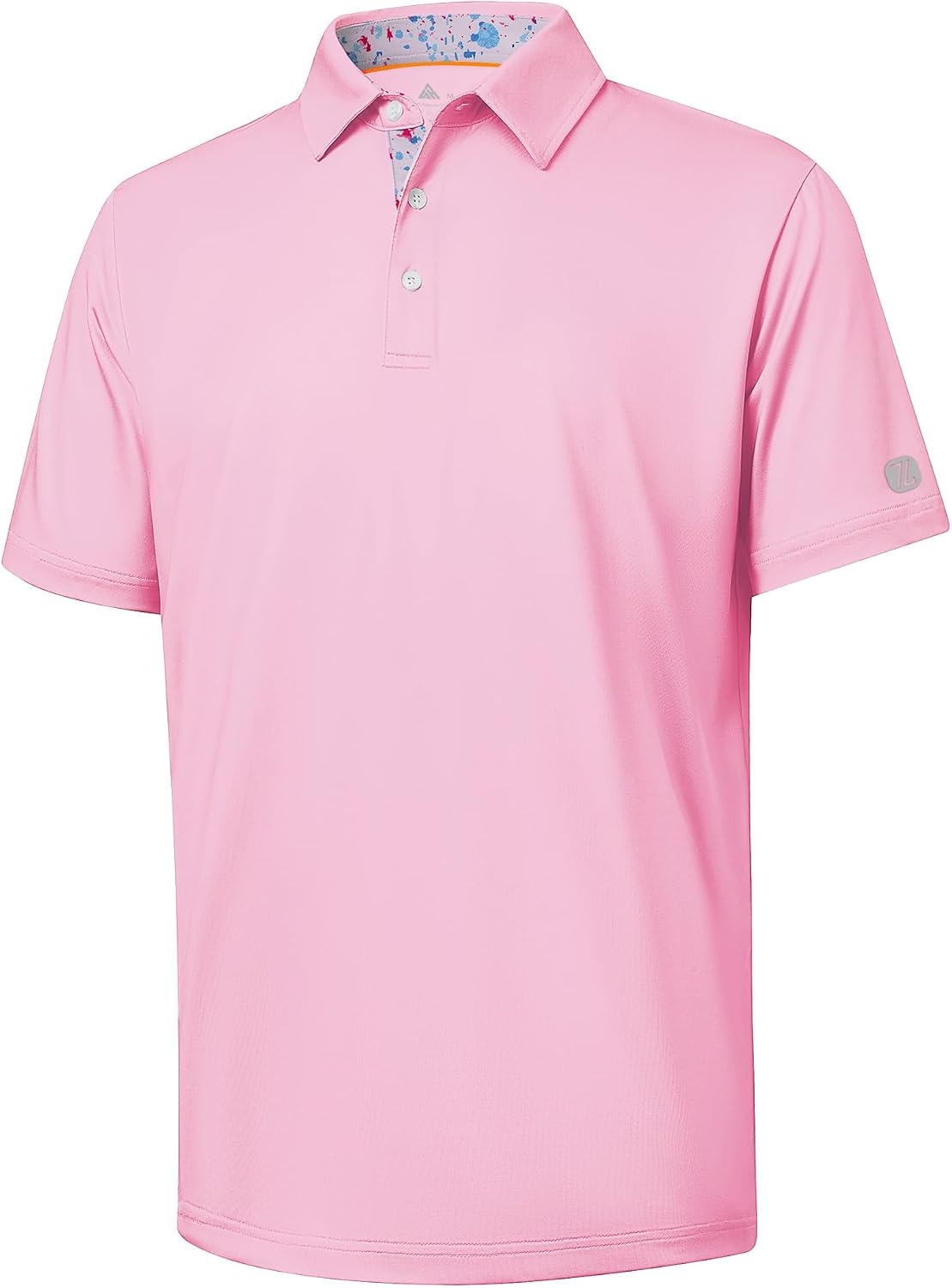 image:imageZITY Golf Shirts for Men Short Sleeve Moisture Wicking Solid Performance Designed Print Collared Casual Polo ShirtPink