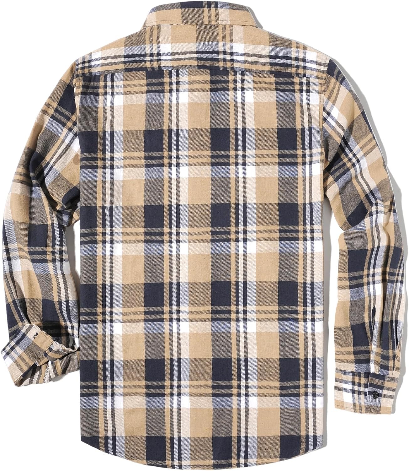 image:imageZITY Mens Flannel Plaid Shirts Button Down Long Sleeve with PocketOne Beige