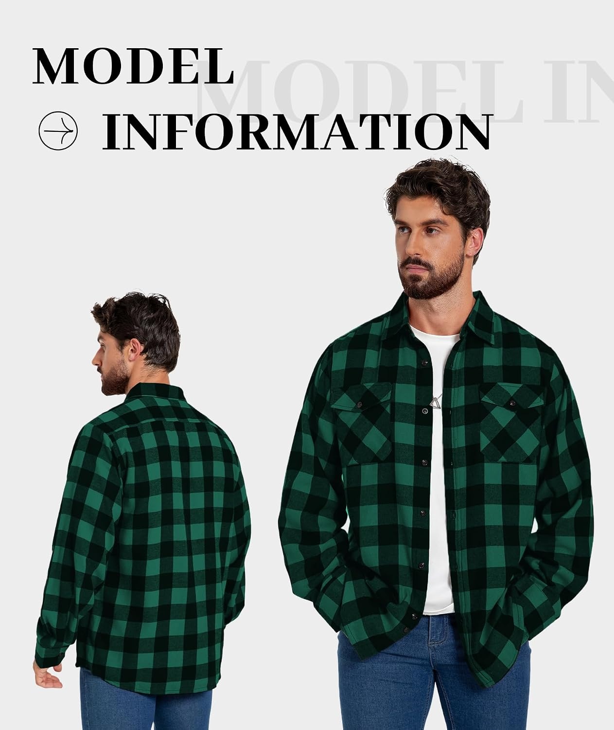 image:imageZITY Mens Flannel Plaid Shirts Button Down Long Sleeve with PocketOne Green