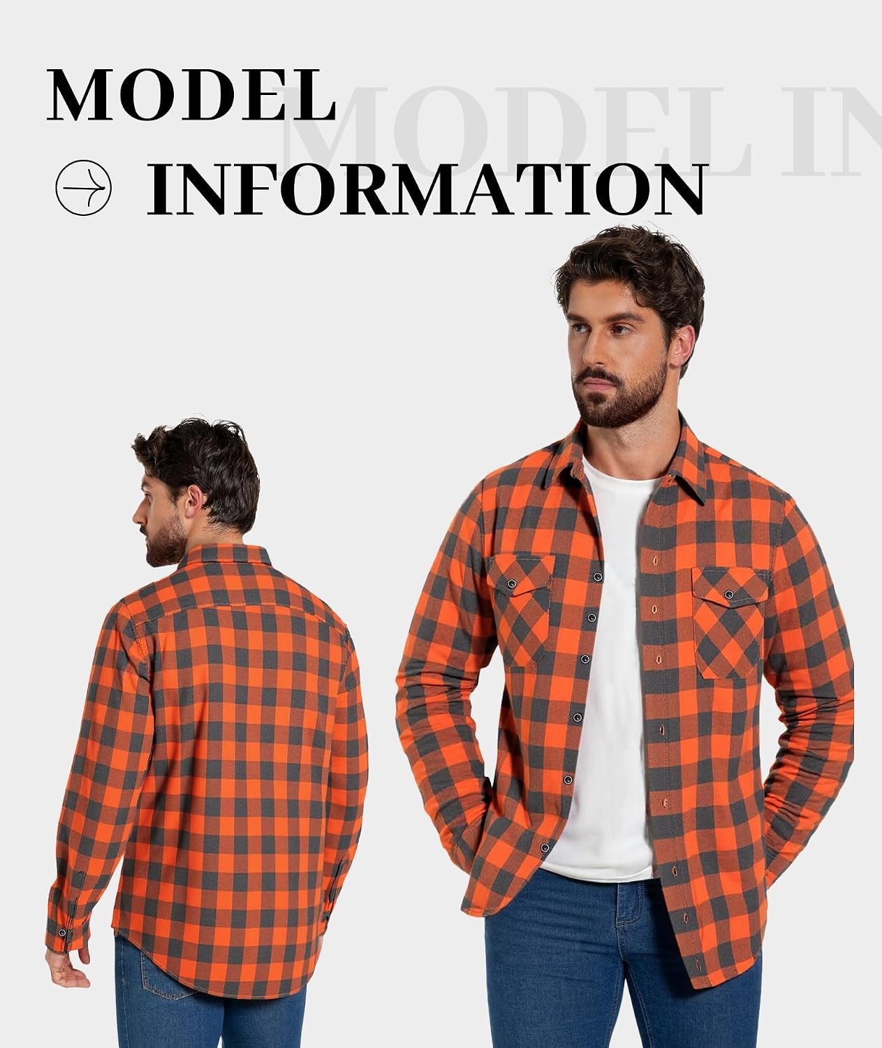 image:imageZITY Mens Flannel Plaid Shirts Button Down Long Sleeve with PocketOne Orange
