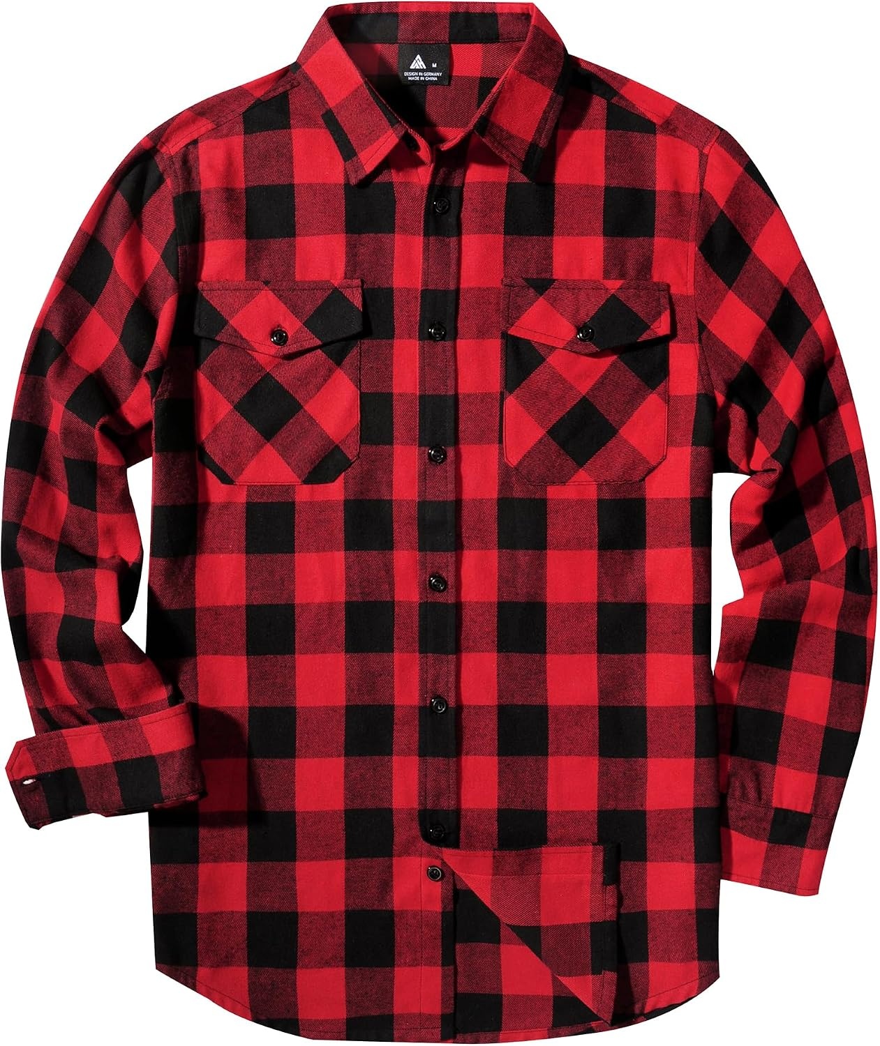 image:imageZITY Mens Flannel Plaid Shirts Button Down Long Sleeve with PocketOne Red