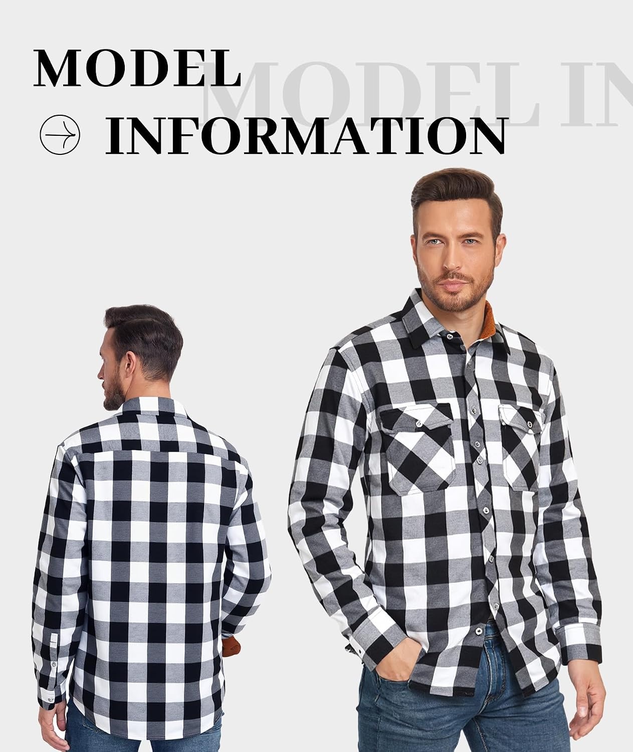 image:imageZITY Mens Flannel Plaid Shirts Button Down Long Sleeve with PocketY One Blackwhite