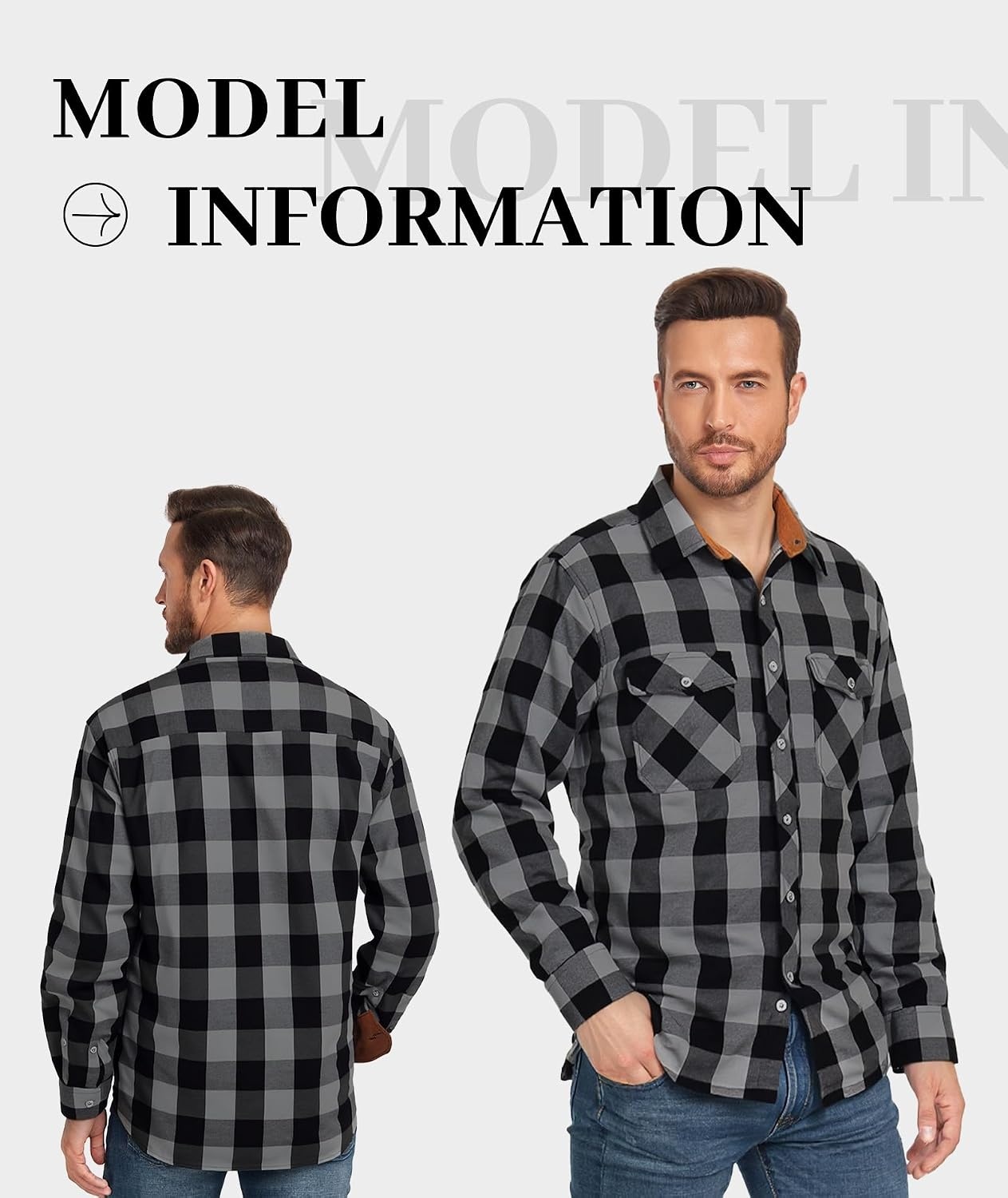 image:imageZITY Mens Flannel Plaid Shirts Button Down Long Sleeve with PocketY One Darkgrey