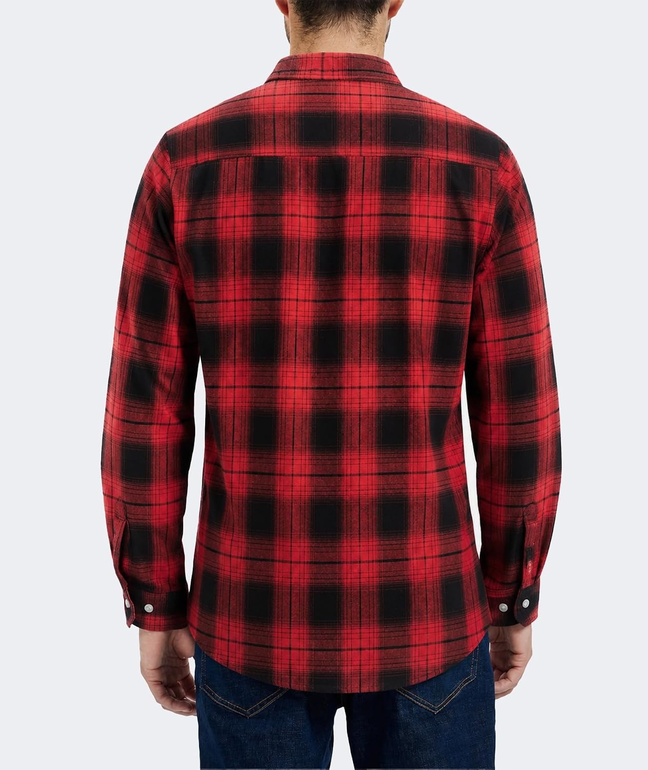 image:imageZITY Mens Flannel Shirt Plaid Button Down Shirts Long Sleeve CasualBlack Red Grid