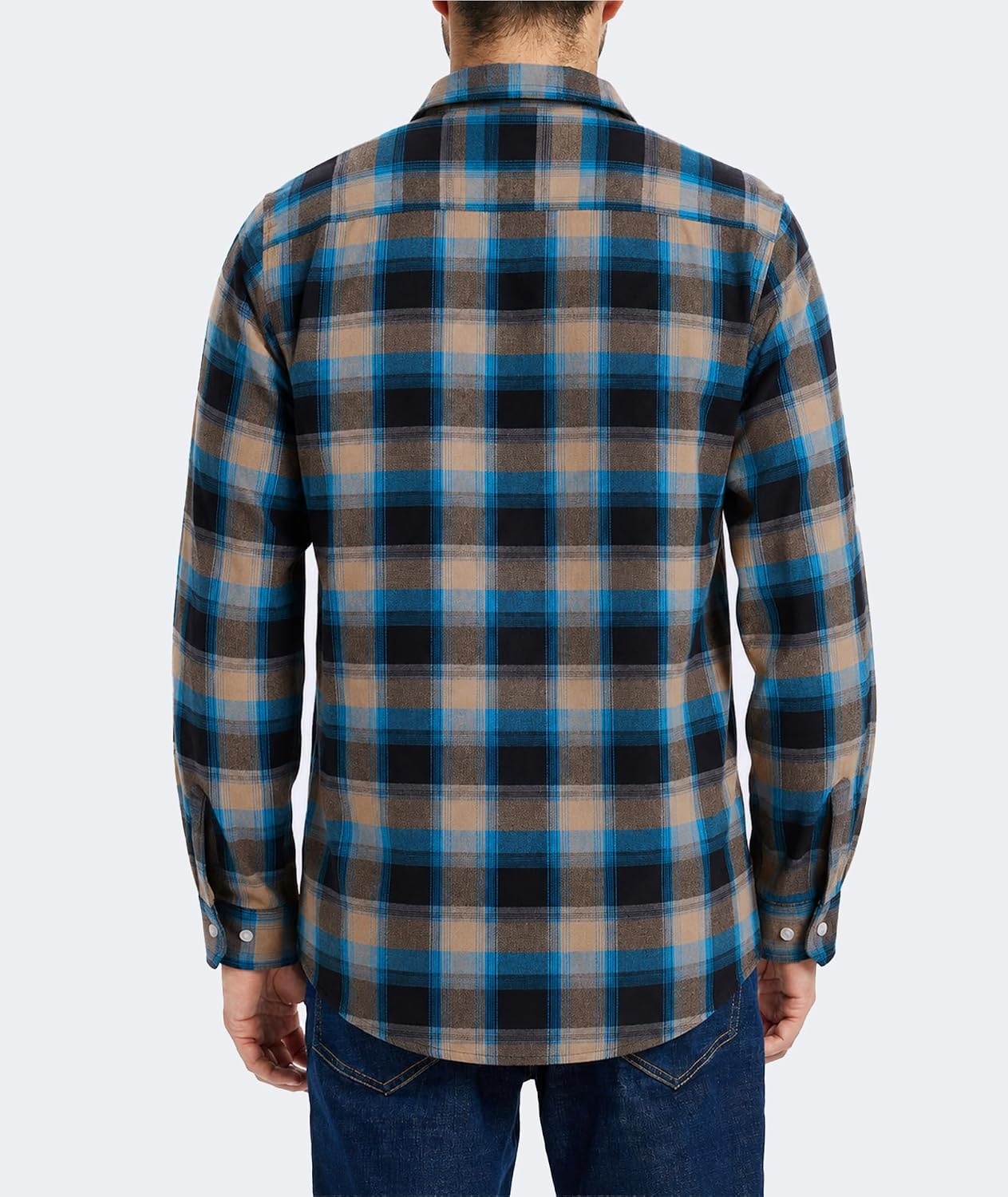 image:imageZITY Mens Flannel Shirt Plaid Button Down Shirts Long Sleeve CasualBlue Brown