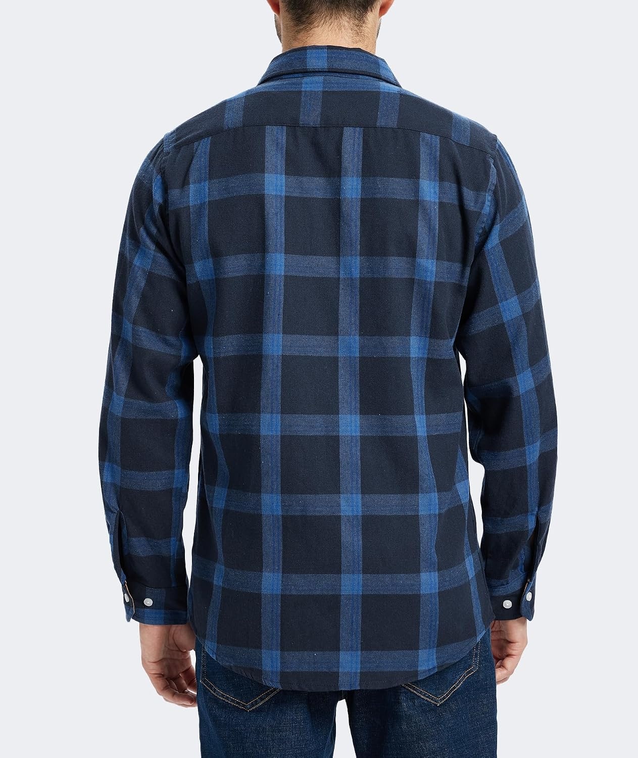 image:imageZITY Mens Flannel Shirt Plaid Button Down Shirts Long Sleeve CasualNavy Blue