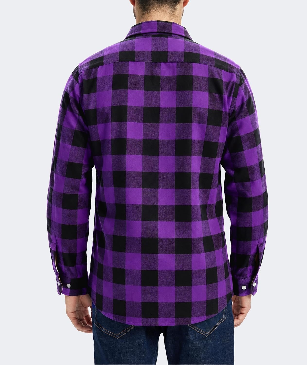 image:imageZITY Mens Flannel Shirt Plaid Button Down Shirts Long Sleeve CasualPurple