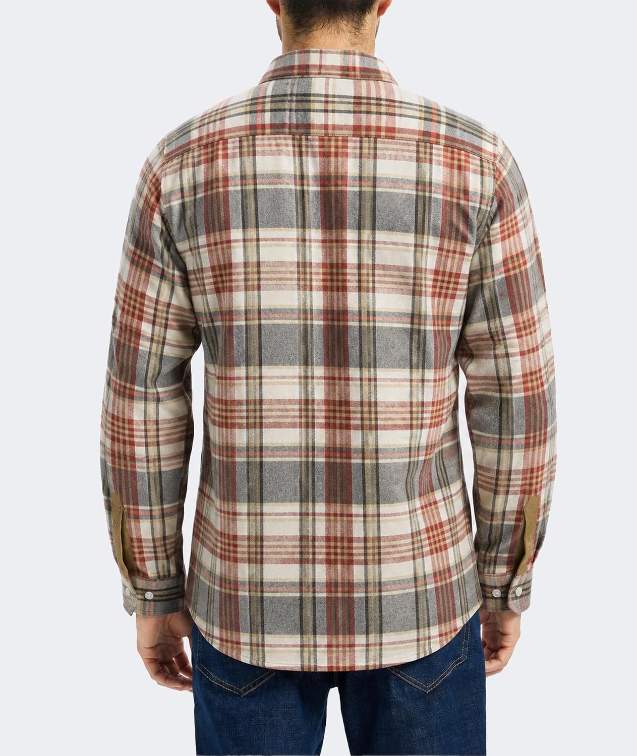 image:imageZITY Mens Flannel Shirt Plaid Button Down Shirts Long Sleeve CasualWine Red Rice