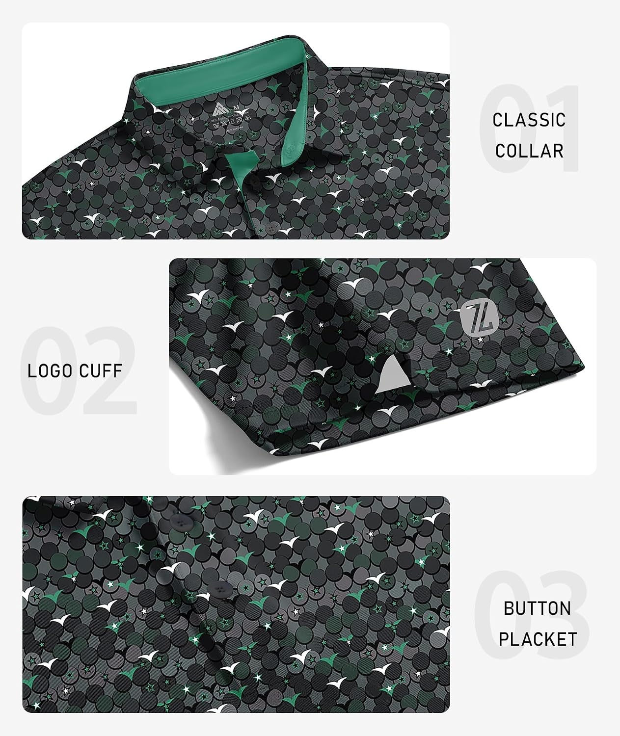 image:imageZITY Mens Golf Polo Shirts Short Sleeve UPF 50 Moisture Wicking TshirtForest Green