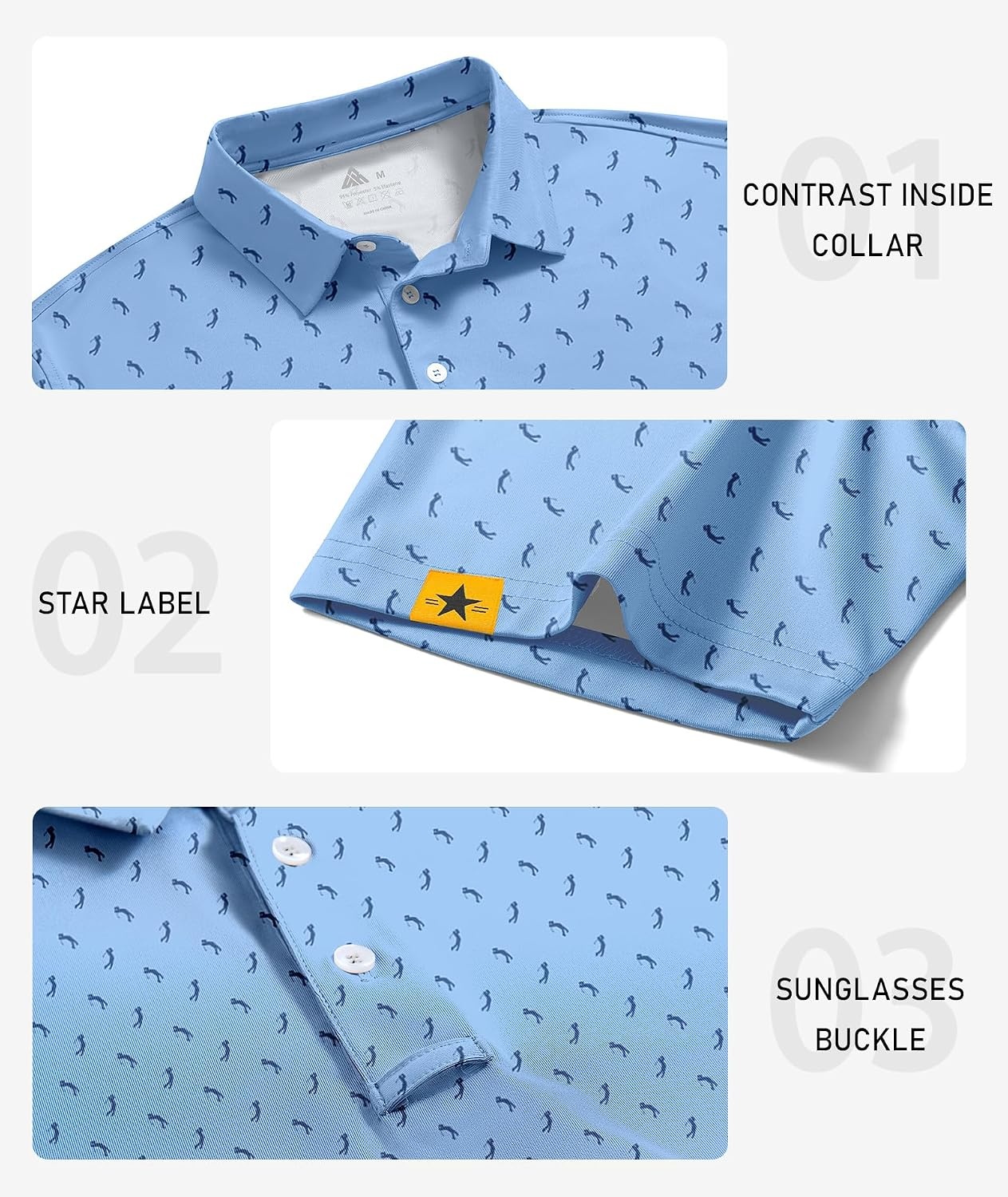 image:imageZITY Mens Golf Polo Shirts Short Sleeve UPF 50 Moisture Wicking TshirtLight Blue