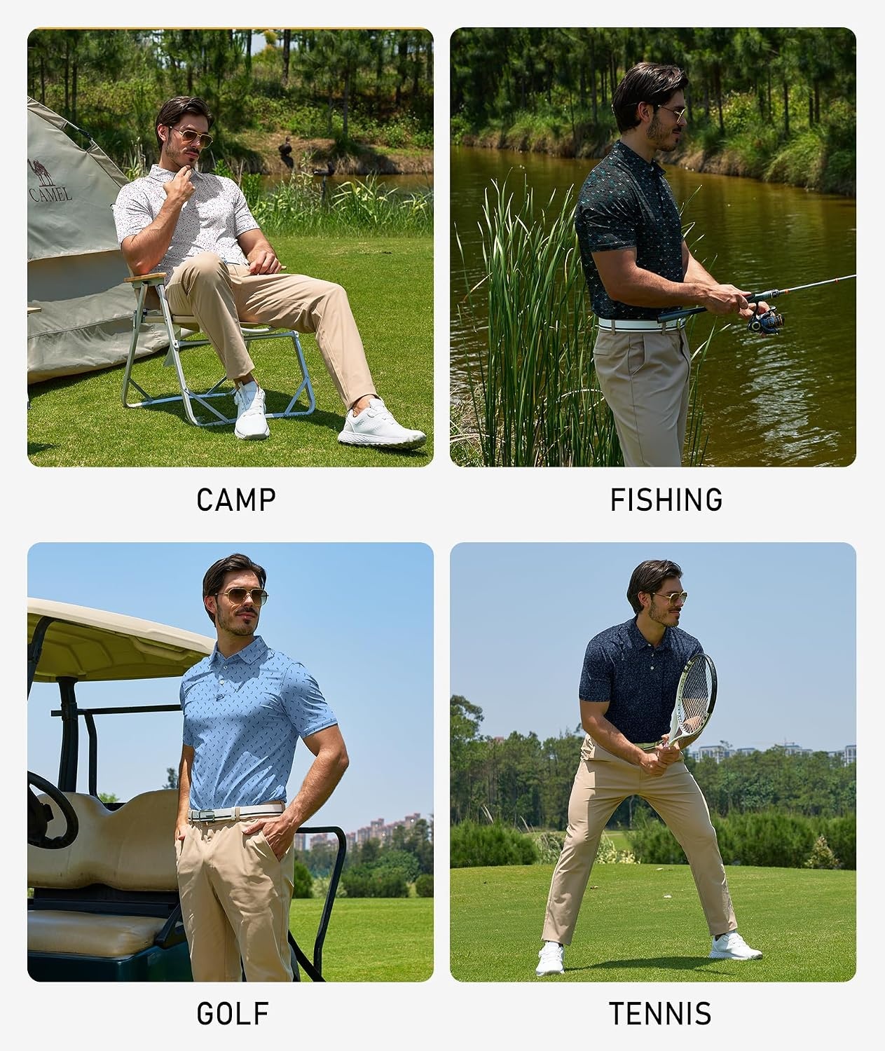 image:imageZITY Mens Golf Polo Shirts Short Sleeve UPF 50 Moisture Wicking TshirtLight Blue