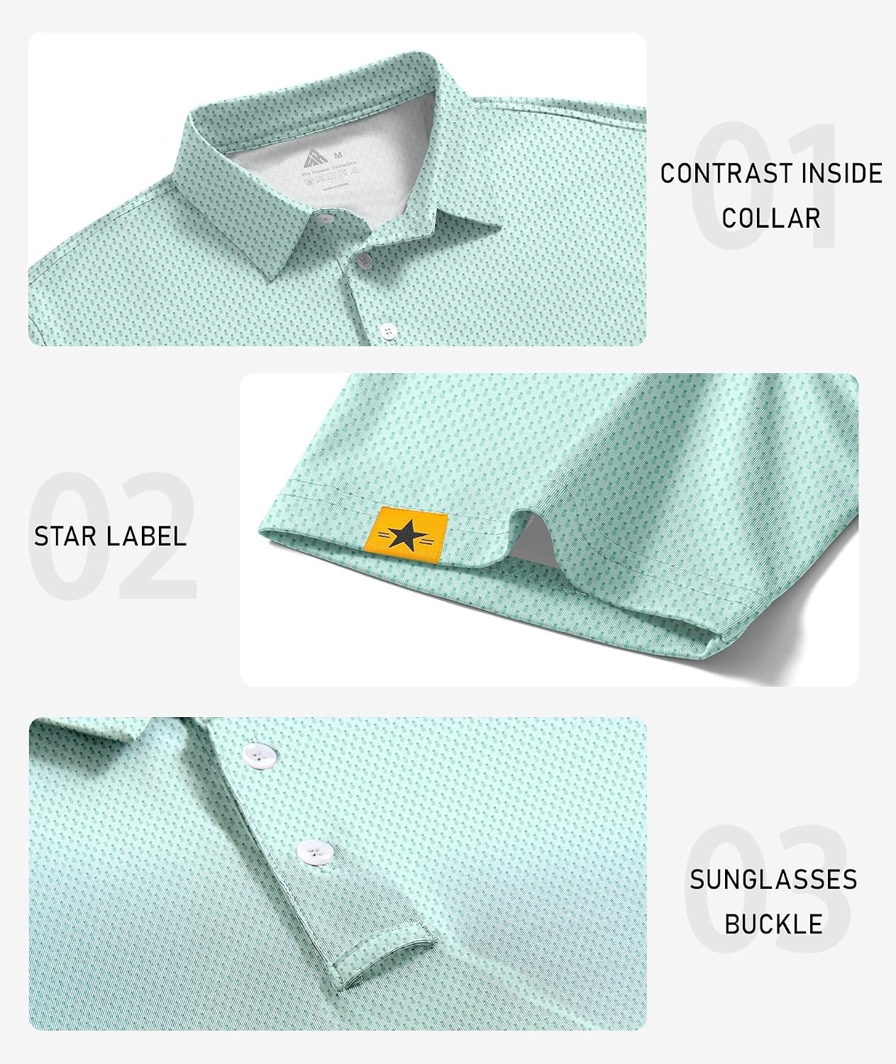 image:imageZITY Mens Golf Polo Shirts Short Sleeve UPF 50 Moisture Wicking TshirtLight Green