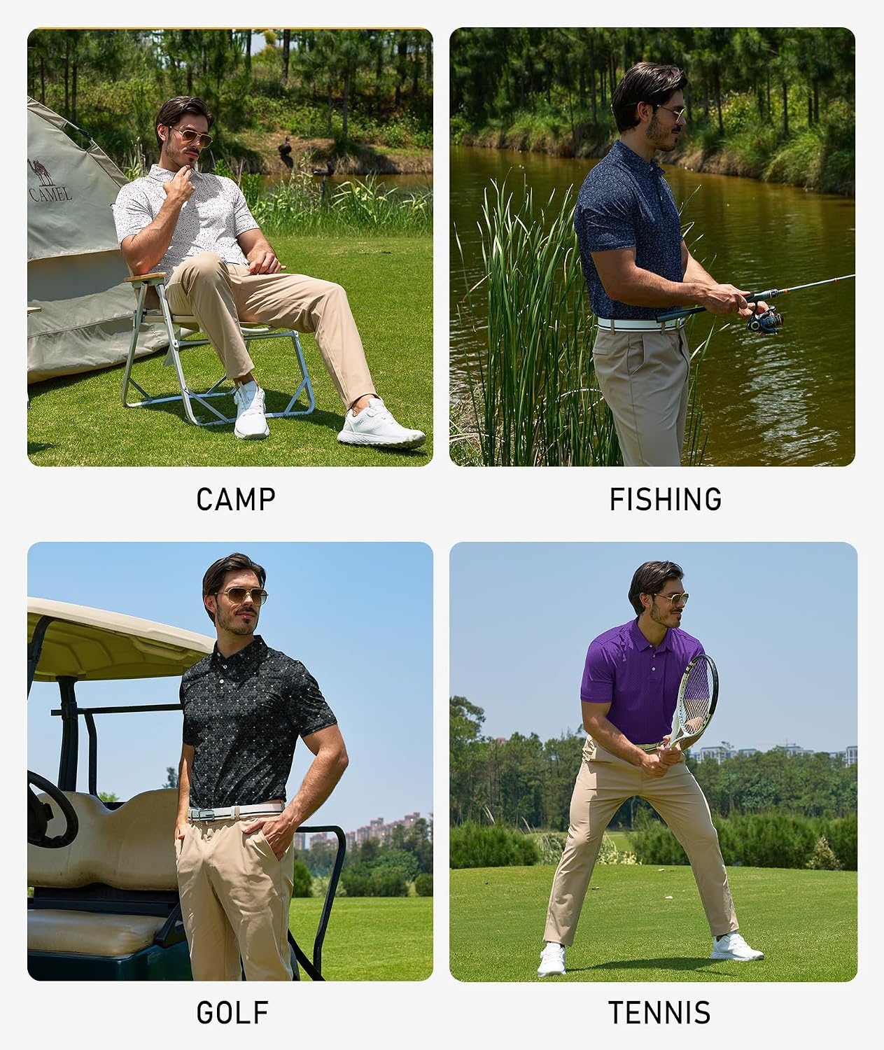image:imageZITY Mens Golf Polo Shirts Short Sleeve UPF 50 Moisture Wicking TshirtPurple