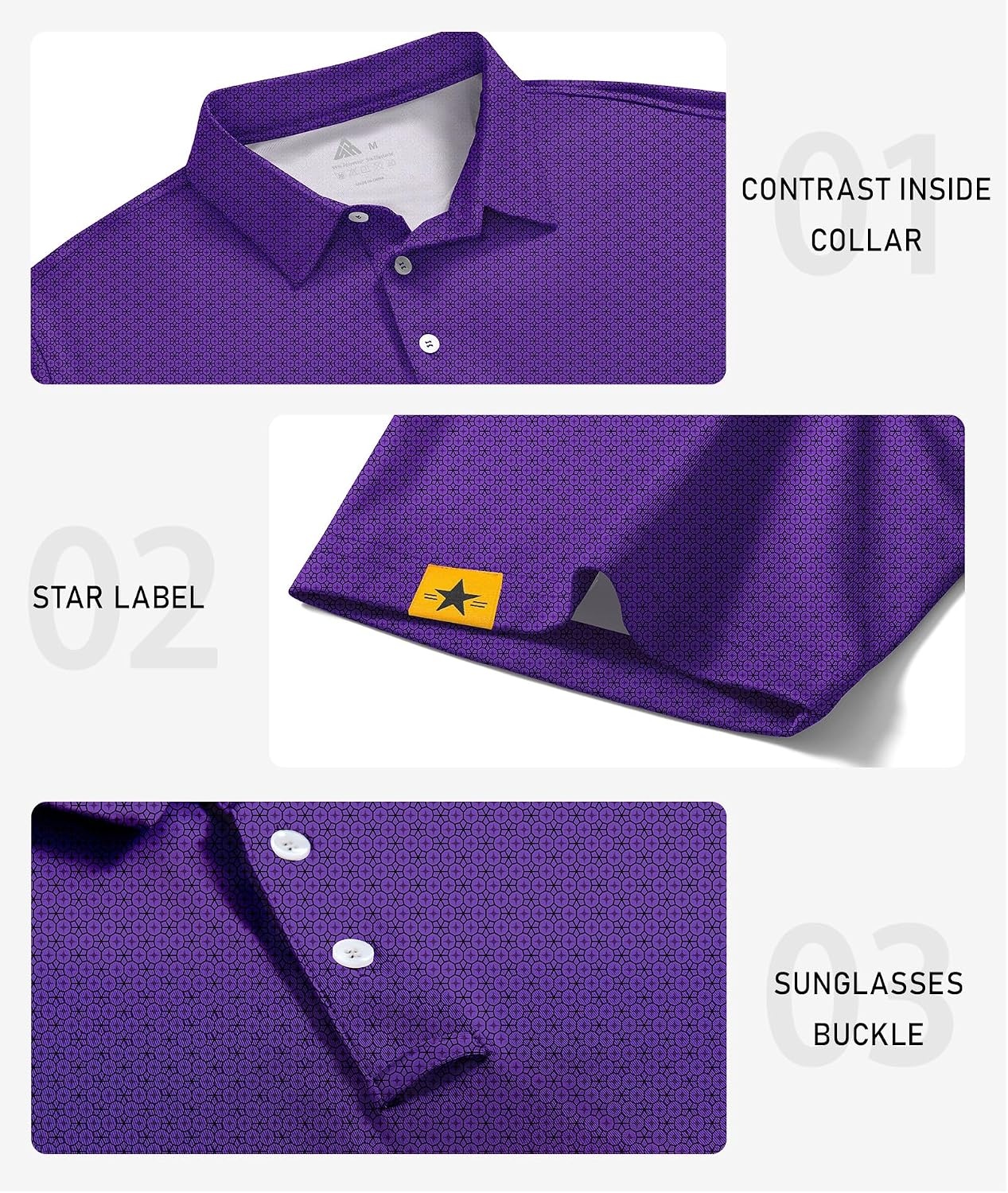 image:imageZITY Mens Golf Polo Shirts Short Sleeve UPF 50 Moisture Wicking TshirtPurple