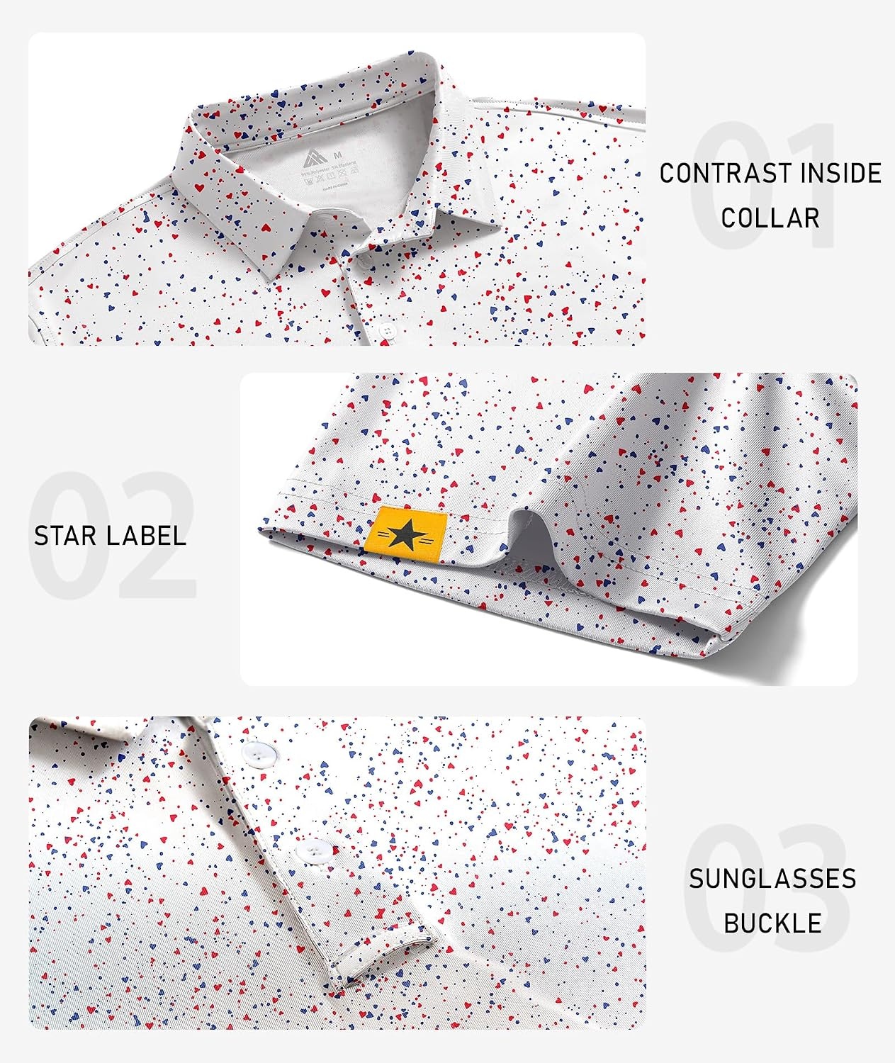 image:imageZITY Mens Golf Polo Shirts Short Sleeve UPF 50 Moisture Wicking TshirtRed White Blue