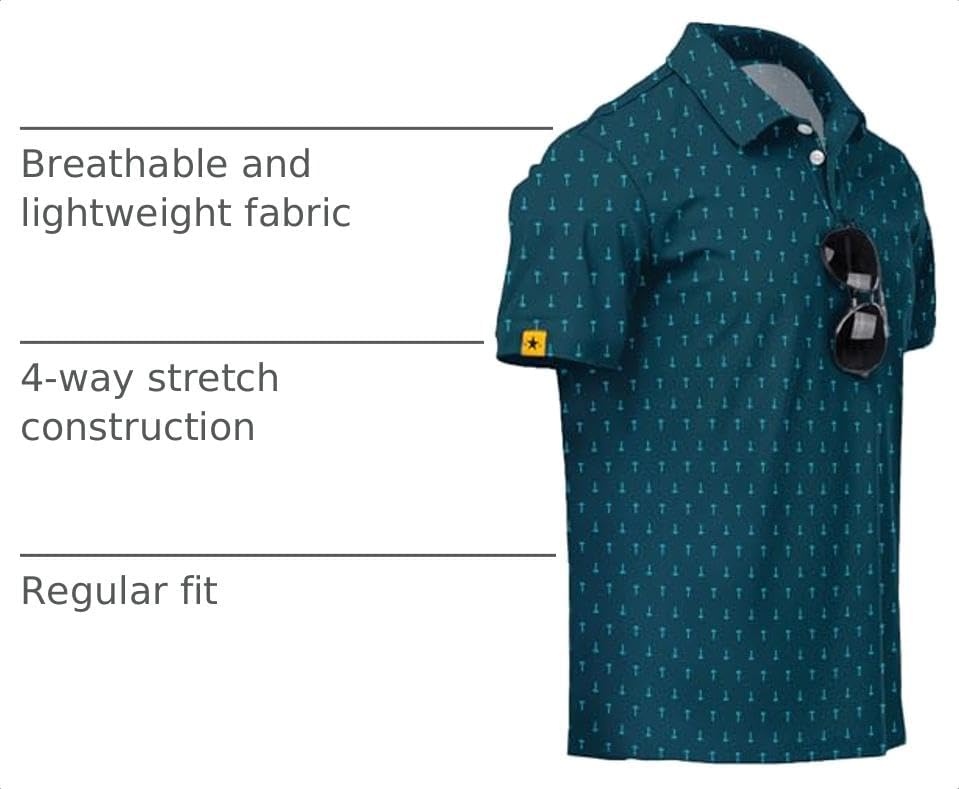 image:imageZITY Mens Golf Polo Shirts Short Sleeve UPF 50 Moisture Wicking TshirtTeal Blue