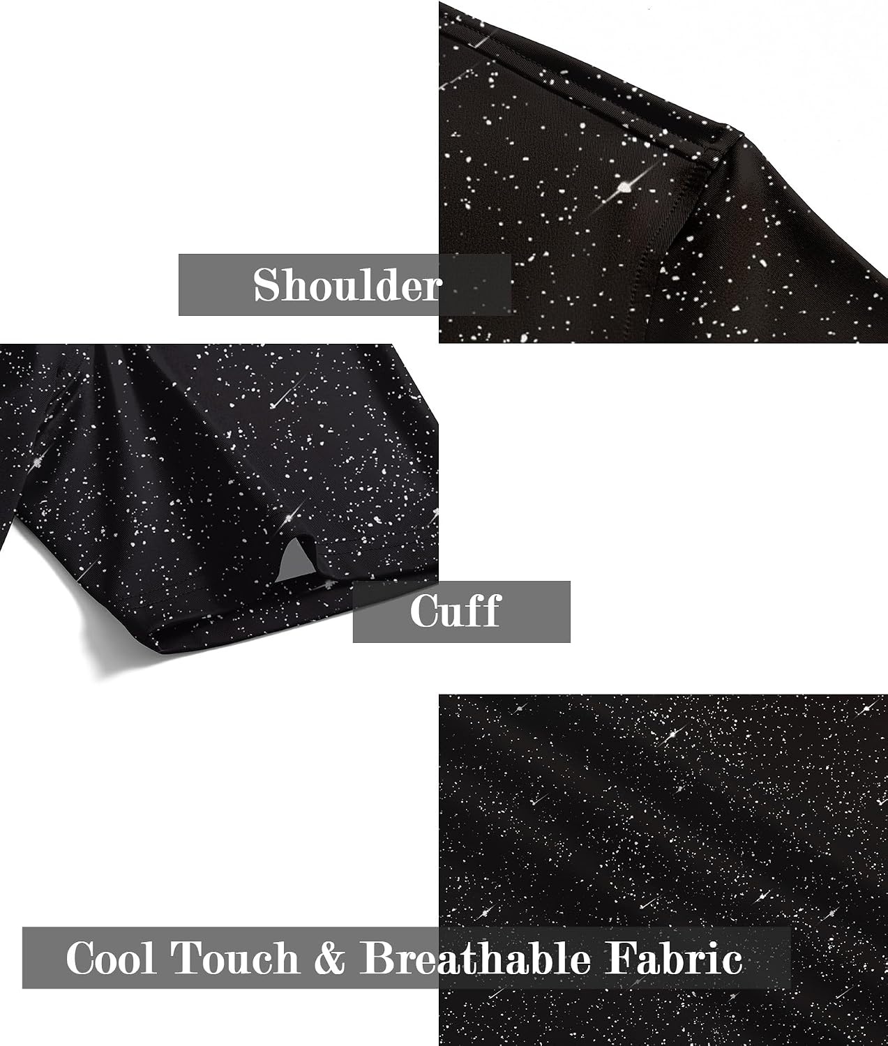 image:imageZITY Mens Golf Shirt Short Sleeve UPF 50 Athletic Casual Collared PoloBlack White Dots