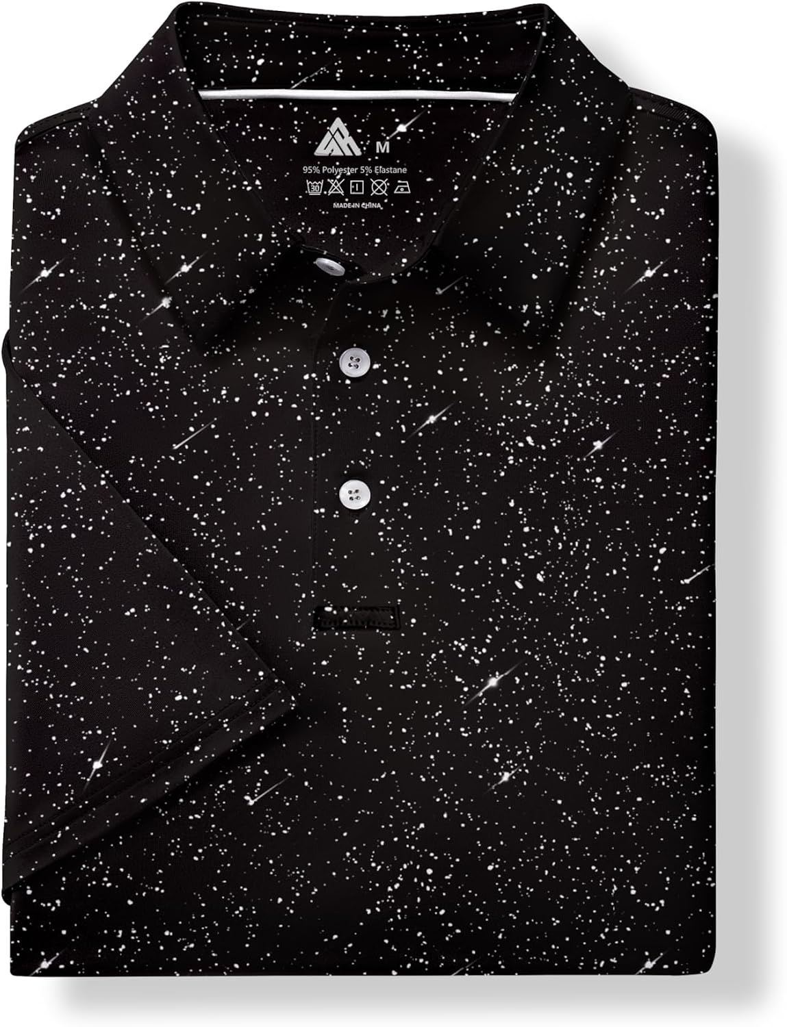 image:imageZITY Mens Golf Shirt Short Sleeve UPF 50 Athletic Casual Collared PoloBlack White Dots