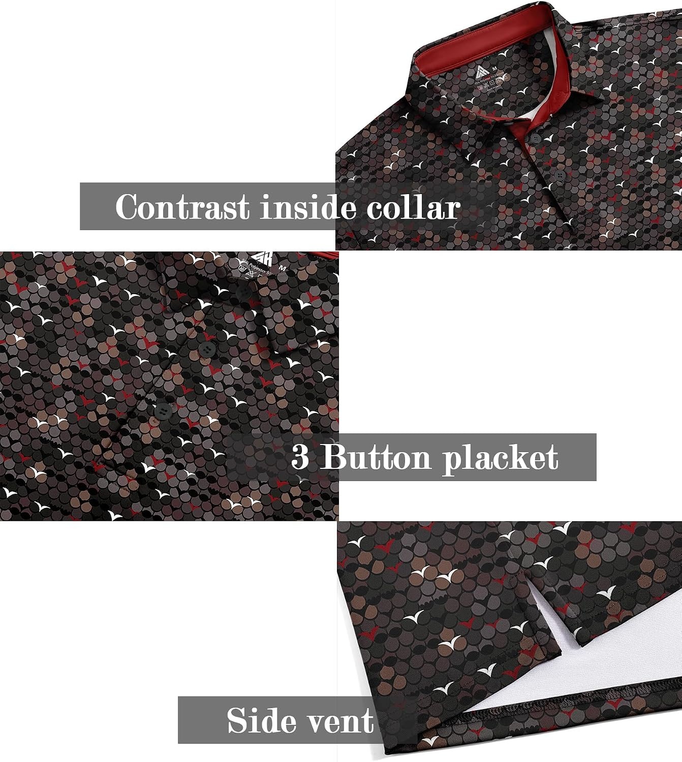 image:imageZITY Mens Golf Shirt Short Sleeve UPF 50 Athletic Casual Collared PoloBlack White Red