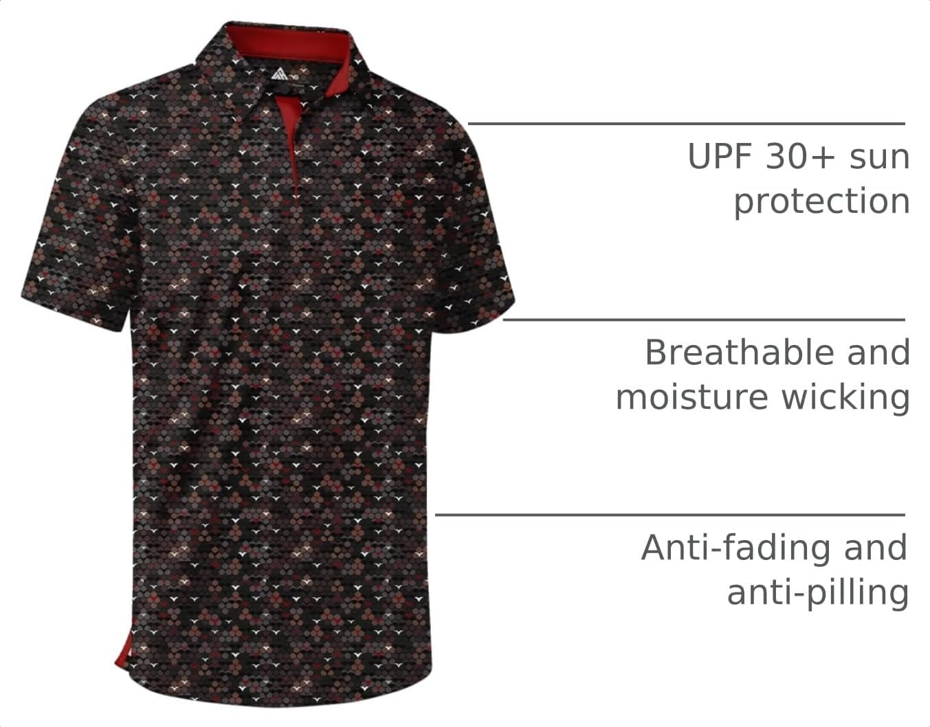 image:imageZITY Mens Golf Shirt Short Sleeve UPF 50 Athletic Casual Collared PoloBlack White Red